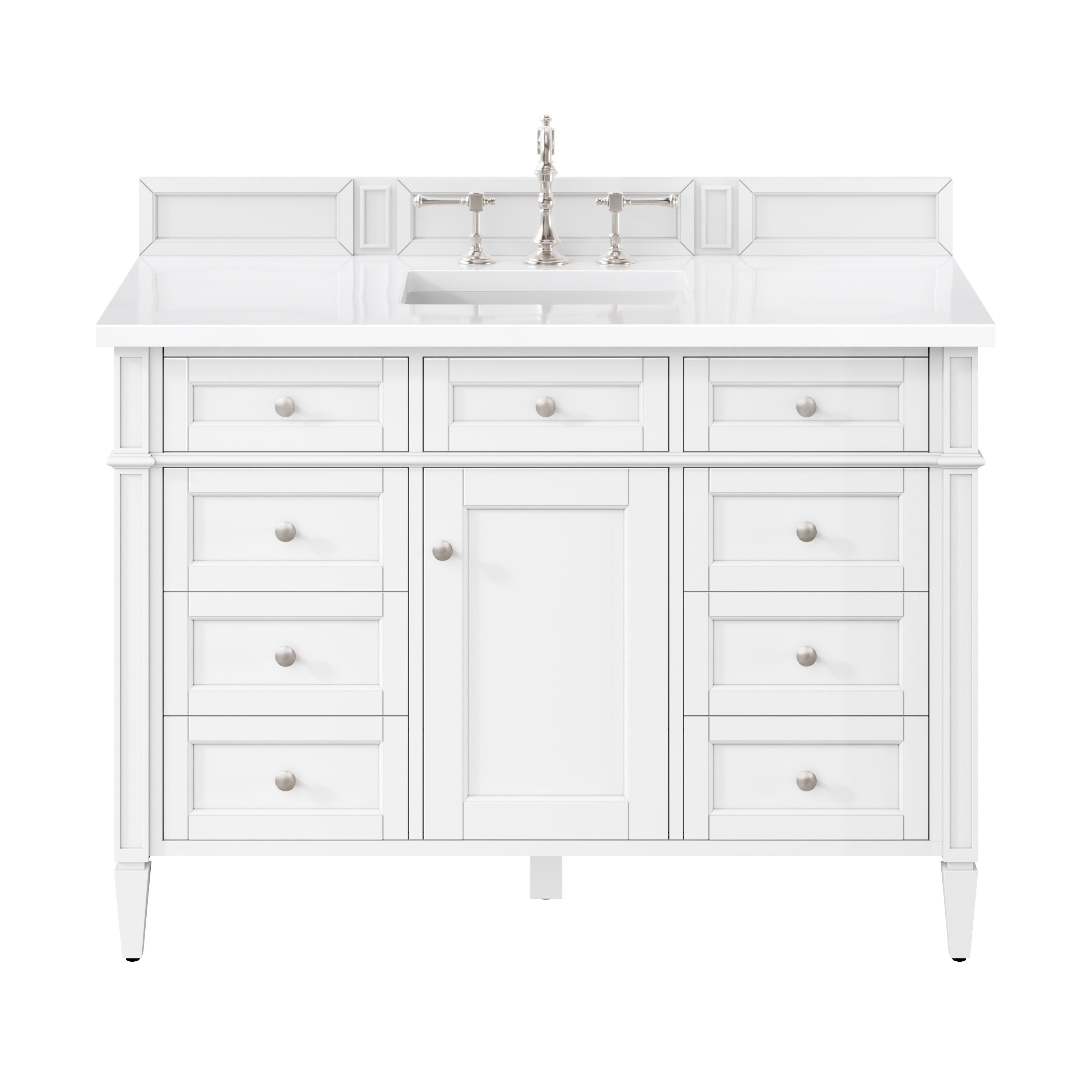 James Martin Brittany 48" Single Vanity in Bright White with 3cm Countertop