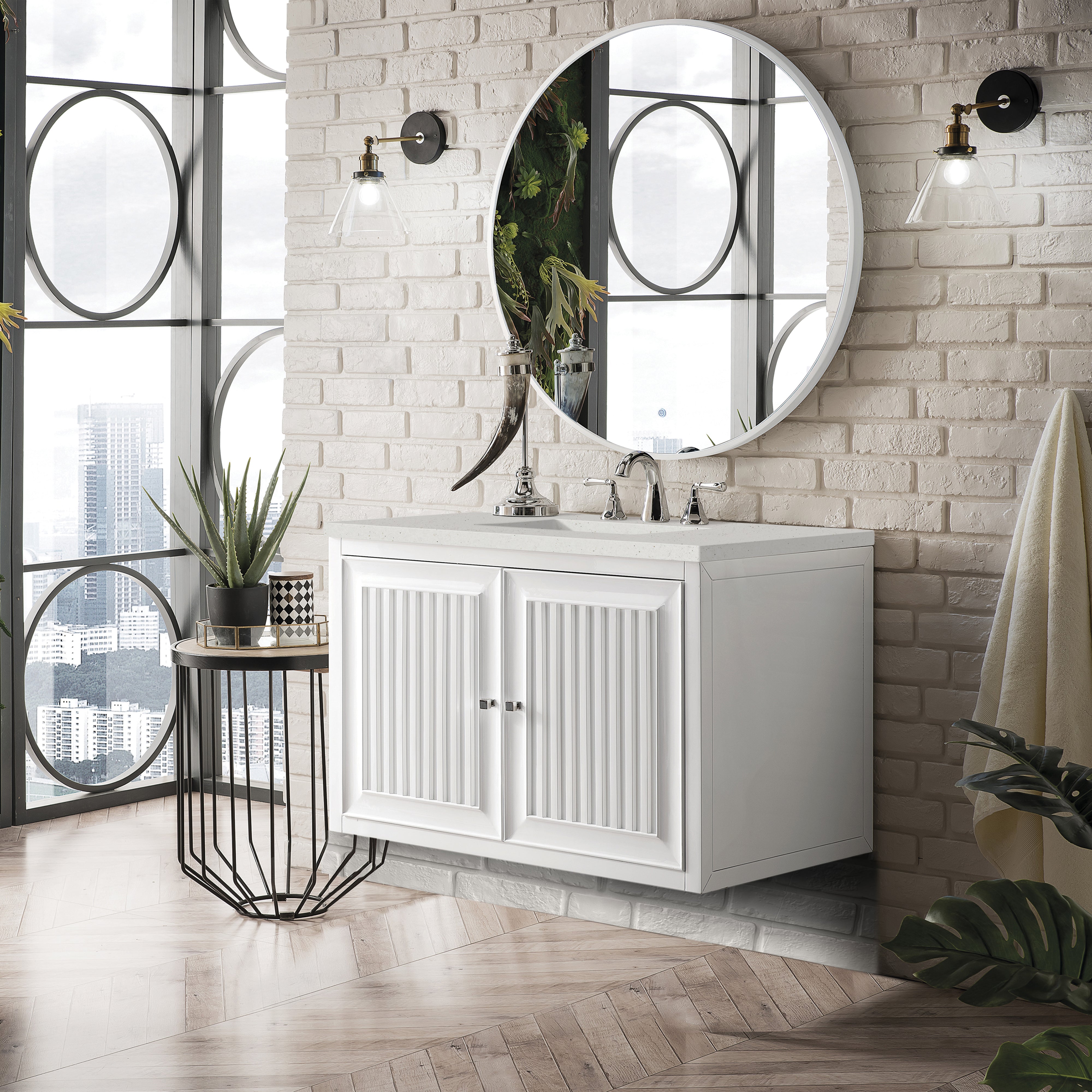 James Martin Athens 36" Single Vanity in Glossy White with 3cm Countertop