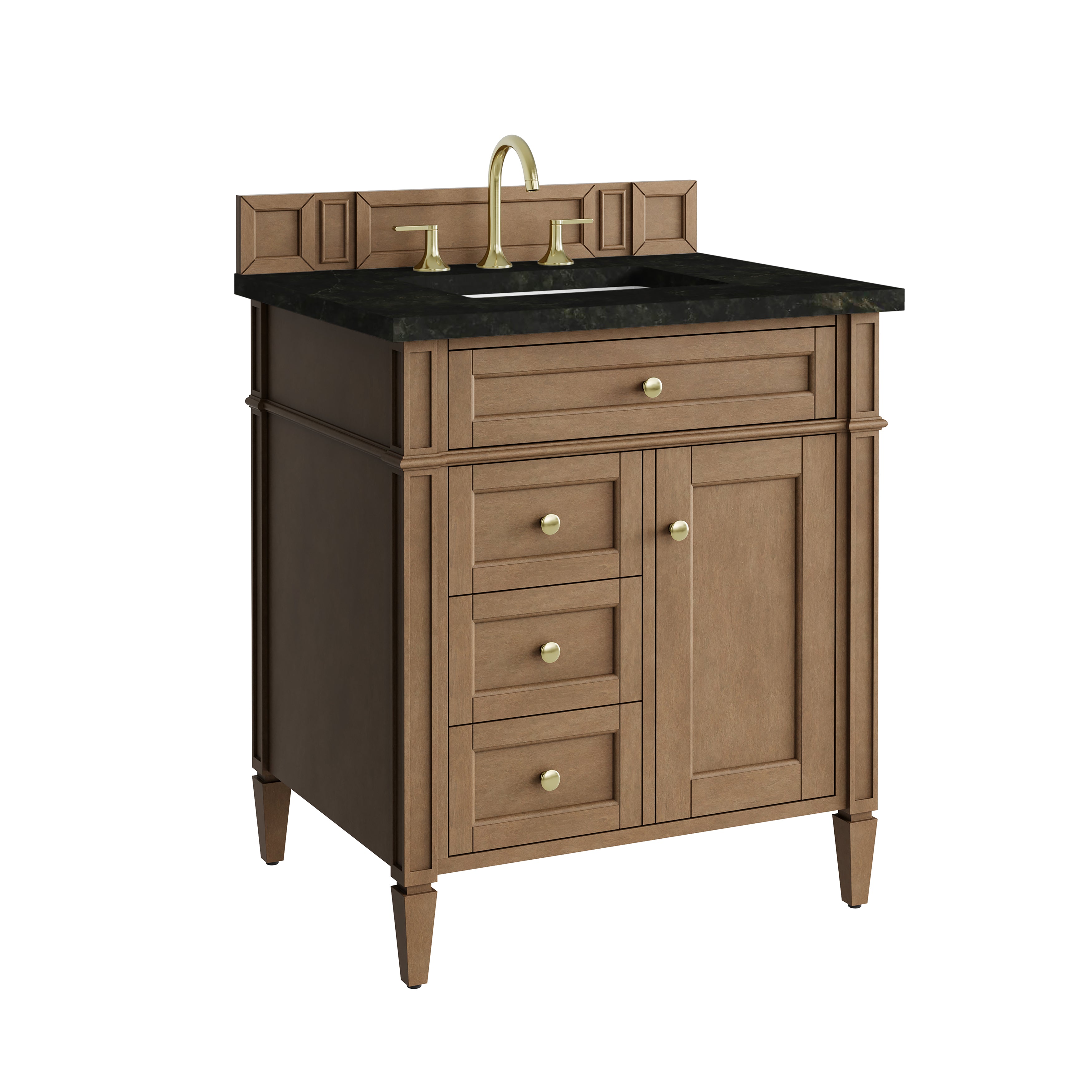 James Martin Brittany 30" Single Vanity in Pecan with 3cm Countertop