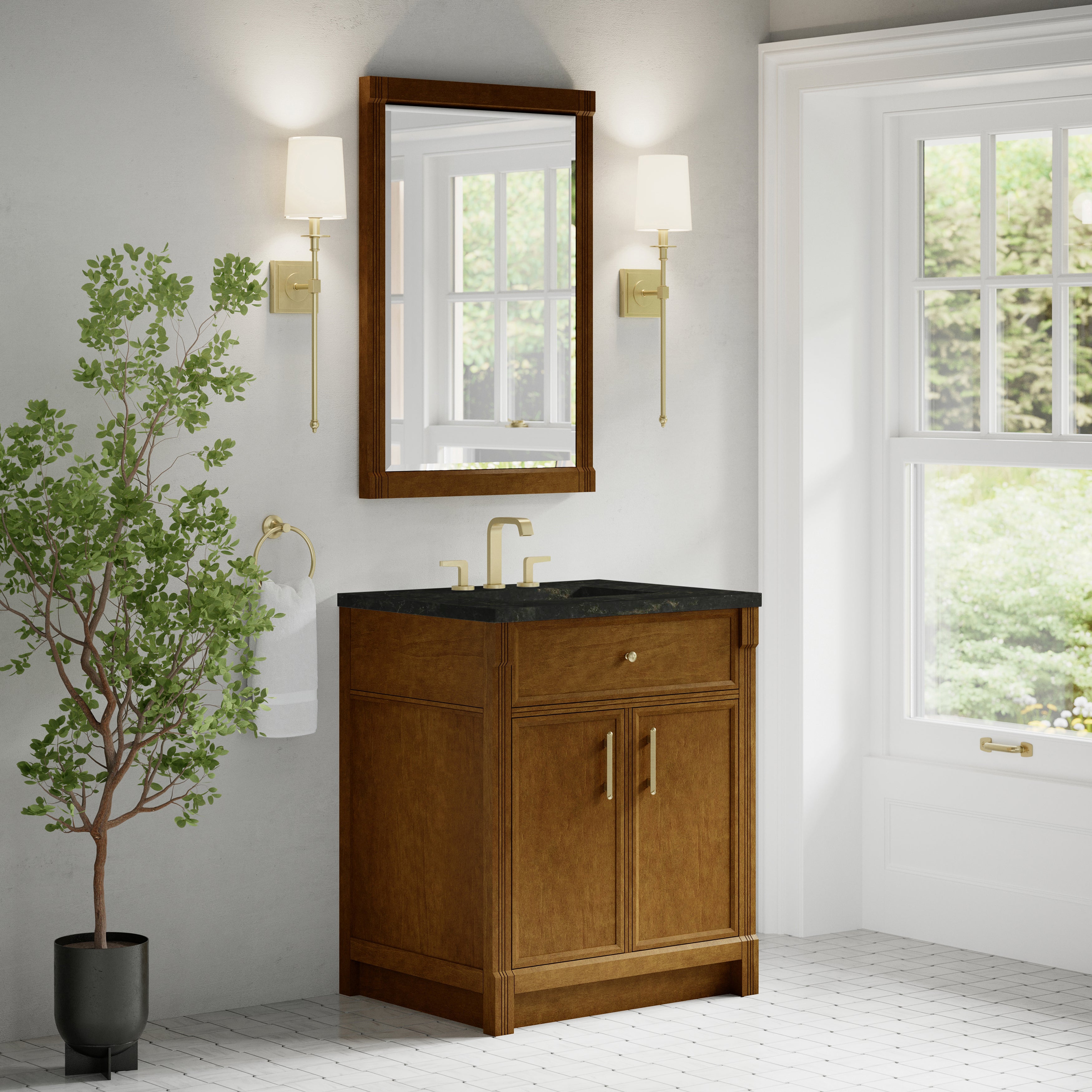 James Martin Bellshire 30" Single Vanity in Honey Oak with 3cm Countertop
