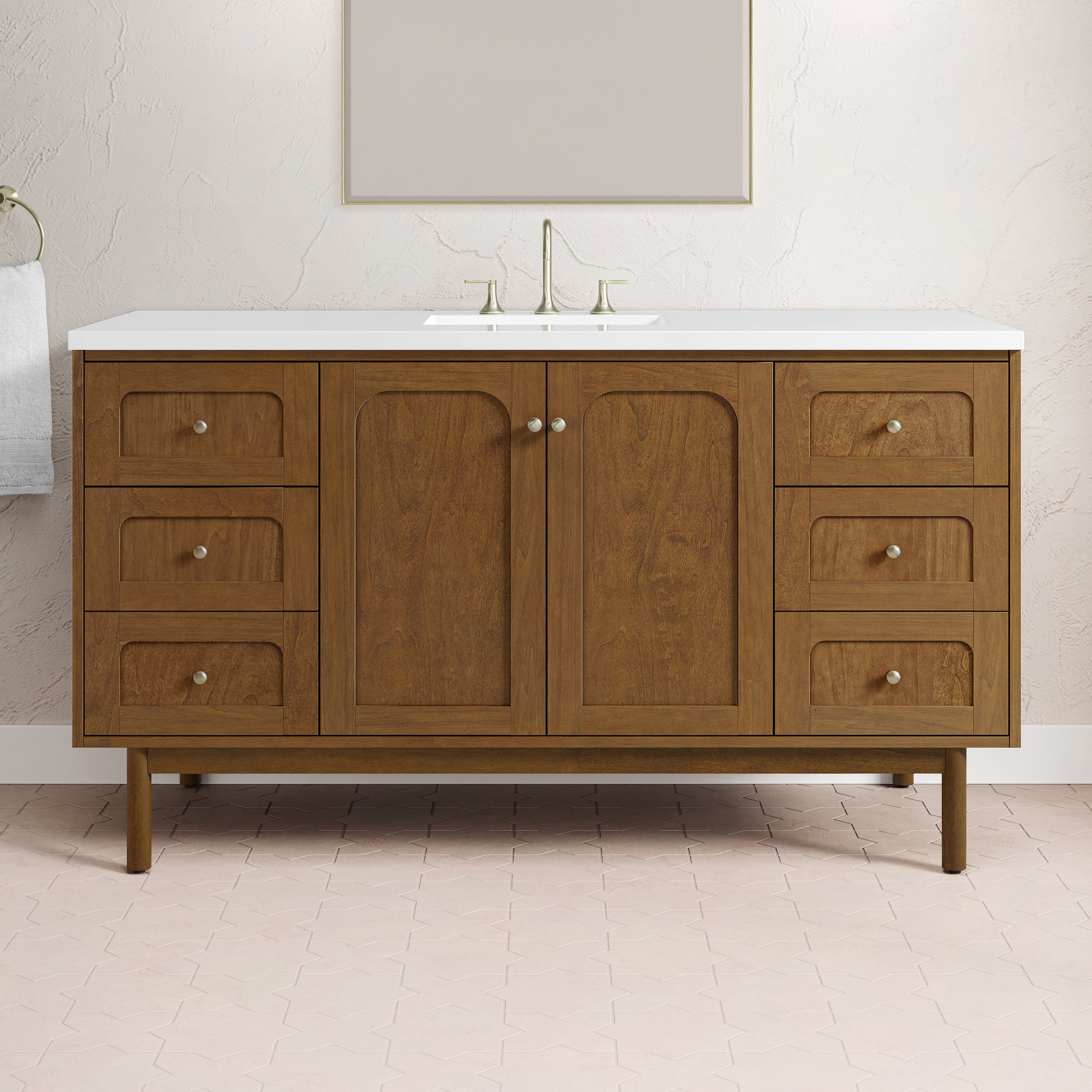 James Martin Laurent 60" Single Vanity in Honey Oak with 3cm Countertop