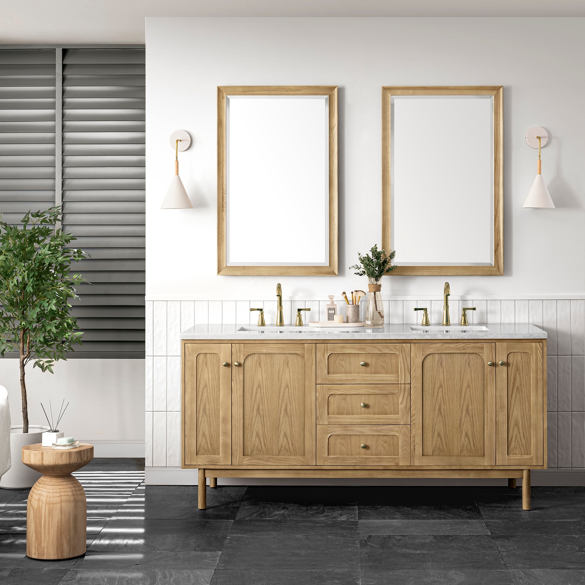 James Martin Laurent 72" Double Vanity in Light Natural Oak with 3cm Countertop