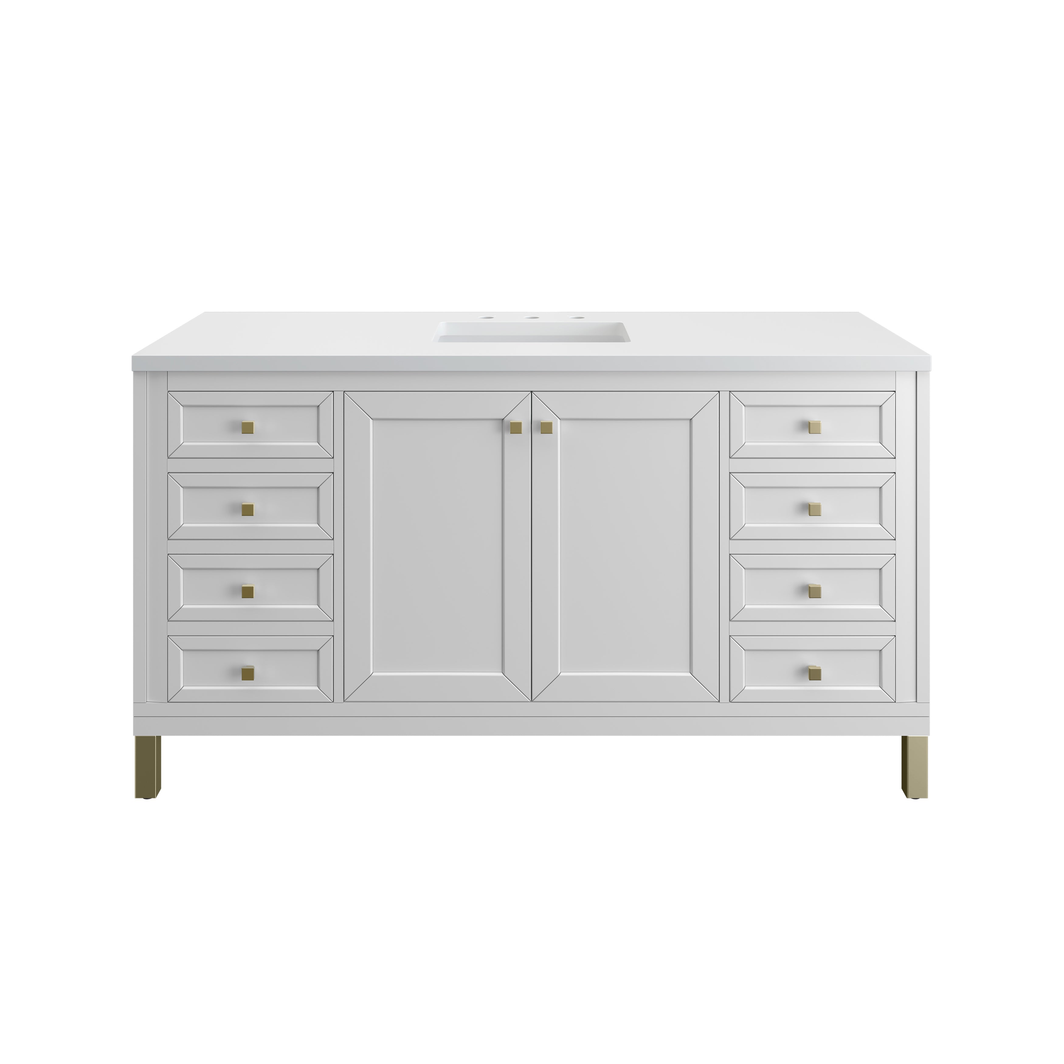 James Martin Chicago 60" Single Vanity in Glossy White with 3cm Countertop