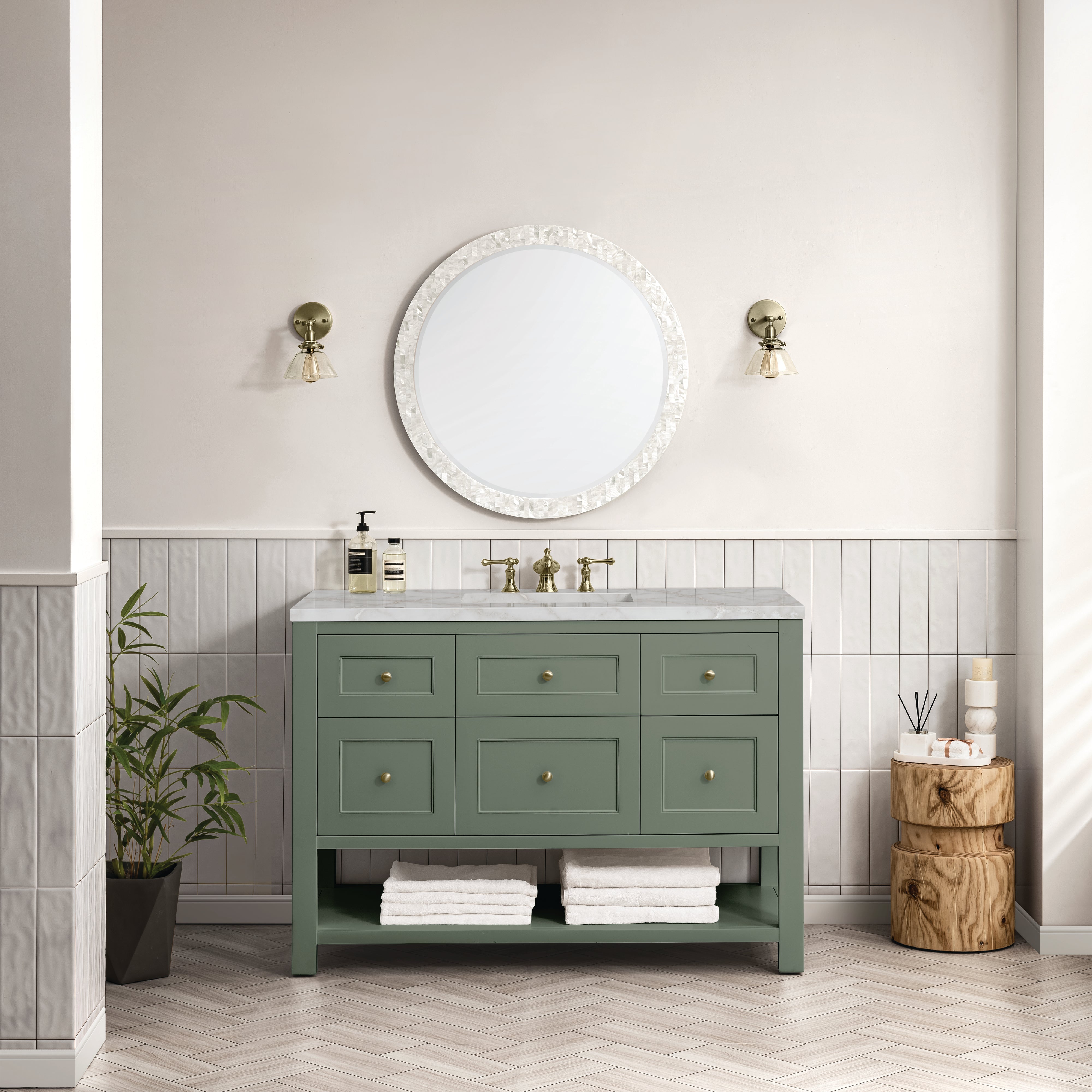 James Martin Breckenridge 48" Single Vanity in Smokey Celadon with 3cm Countertop