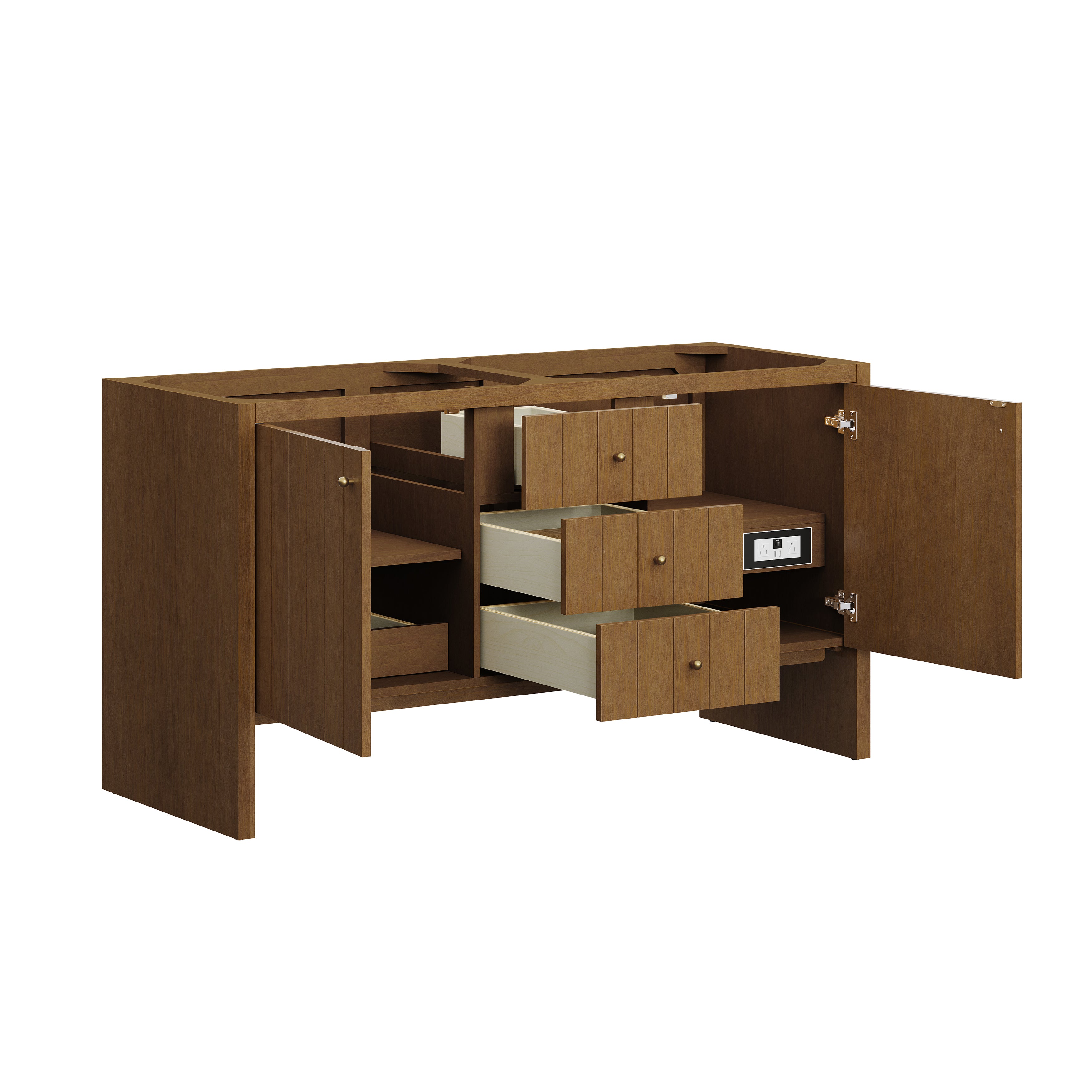 James Martin Hudson 60" Double Vanity in Honey Oak with 3cm Countertop and FreePower Wireless Charger