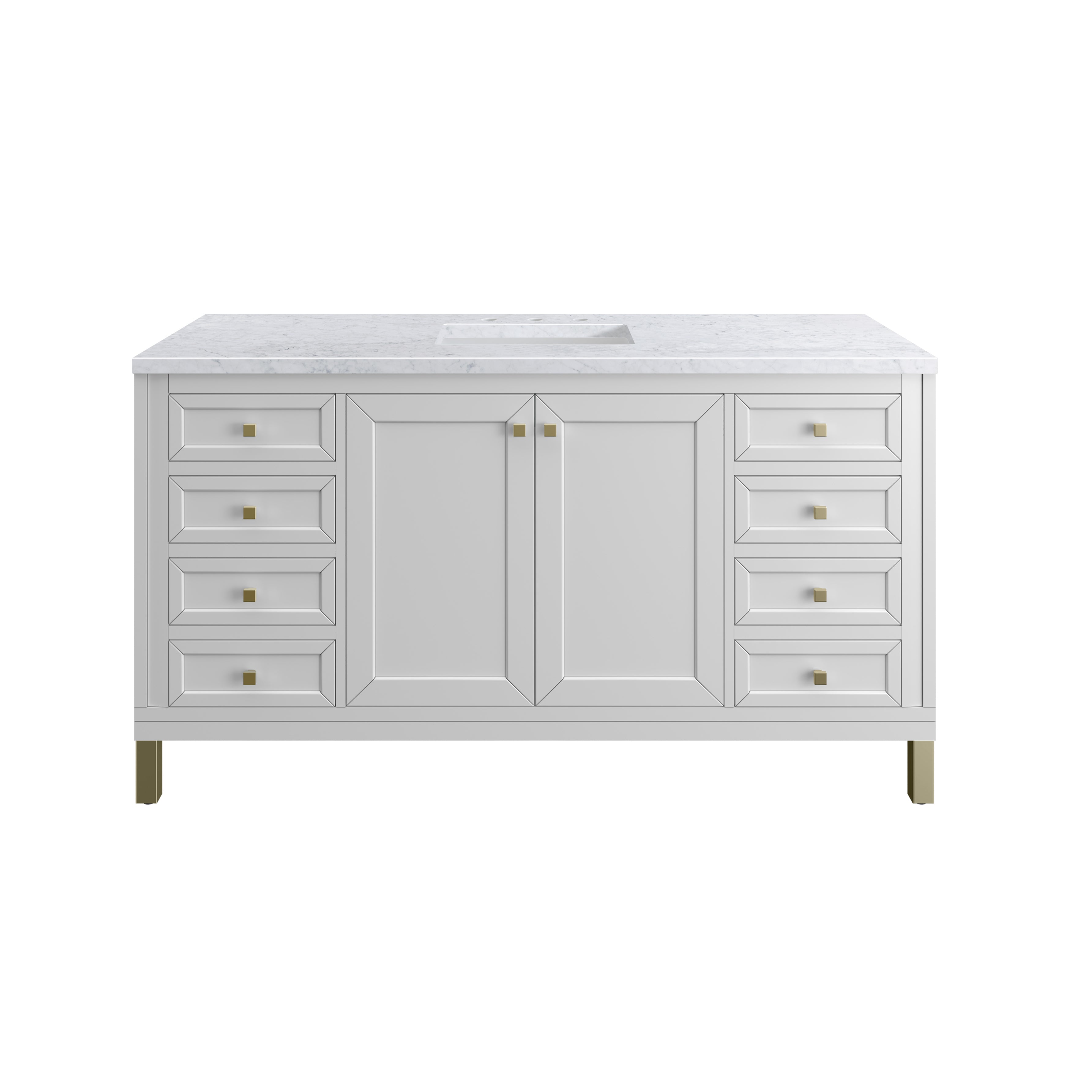 James Martin Chicago 60" Single Vanity in Glossy White with 3cm Countertop