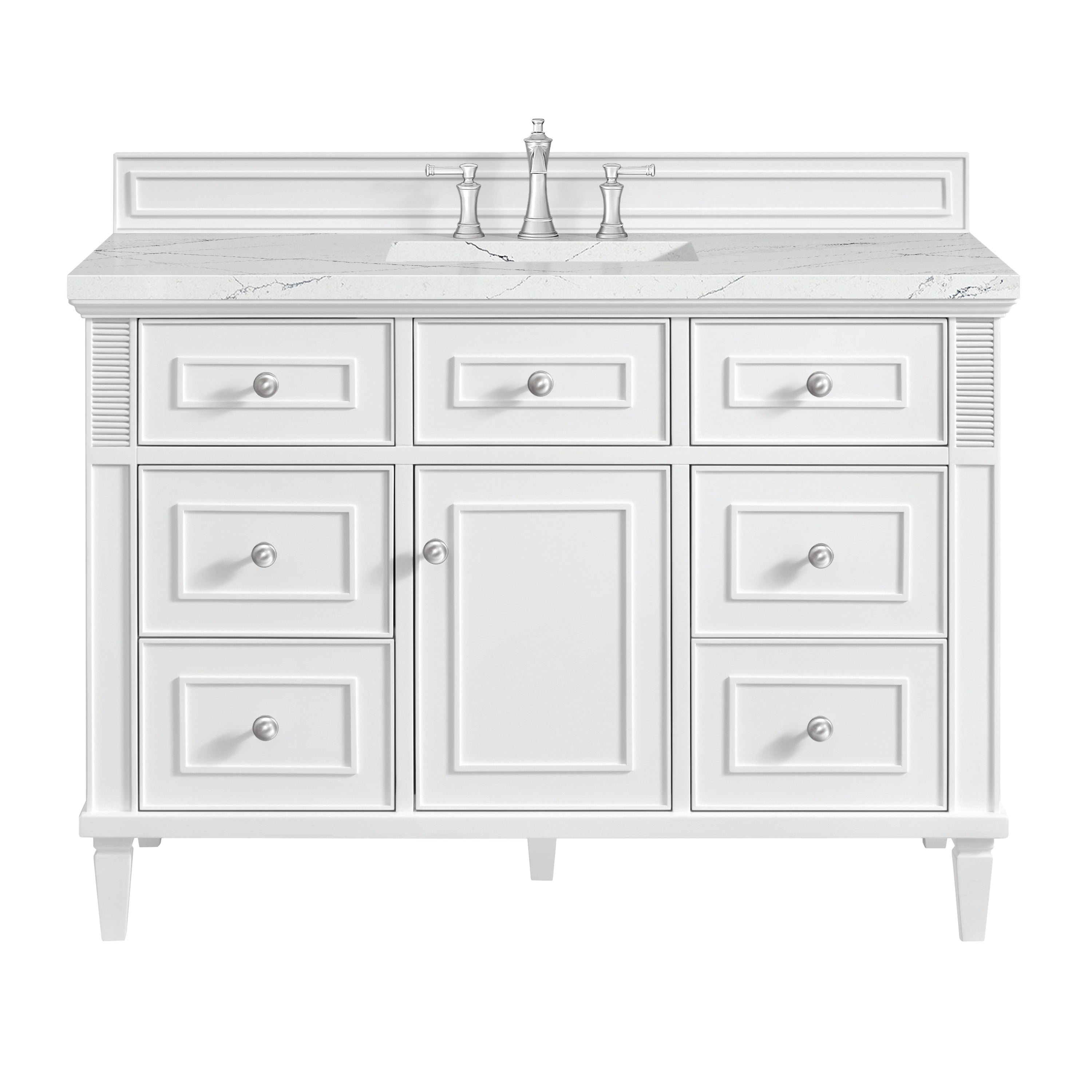 James Martin Lorelai 48" Single Vanity in Bright White with 3cm Countertop