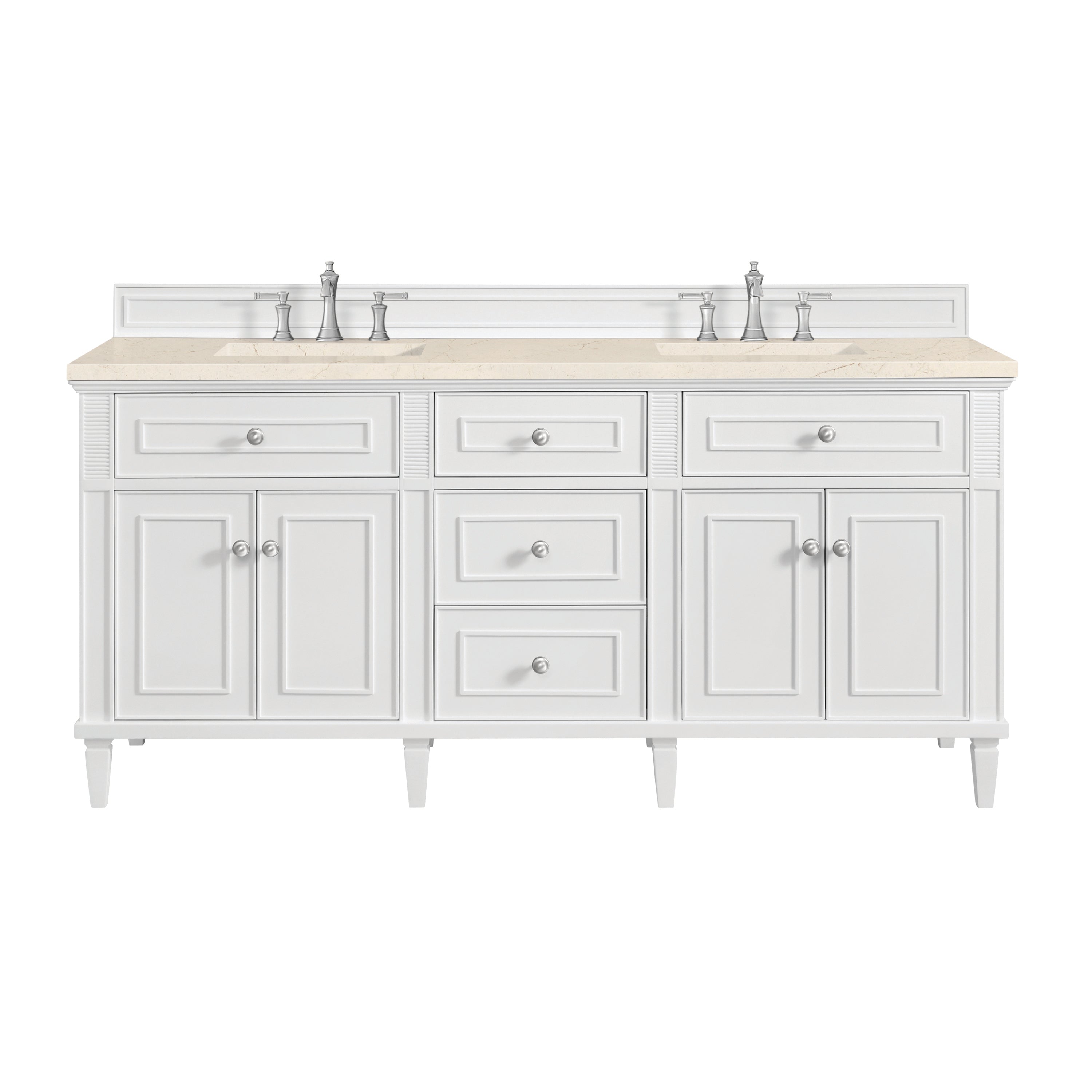 James Martin Lorelai 72" Double Vanity in Bright White with 3cm Countertop