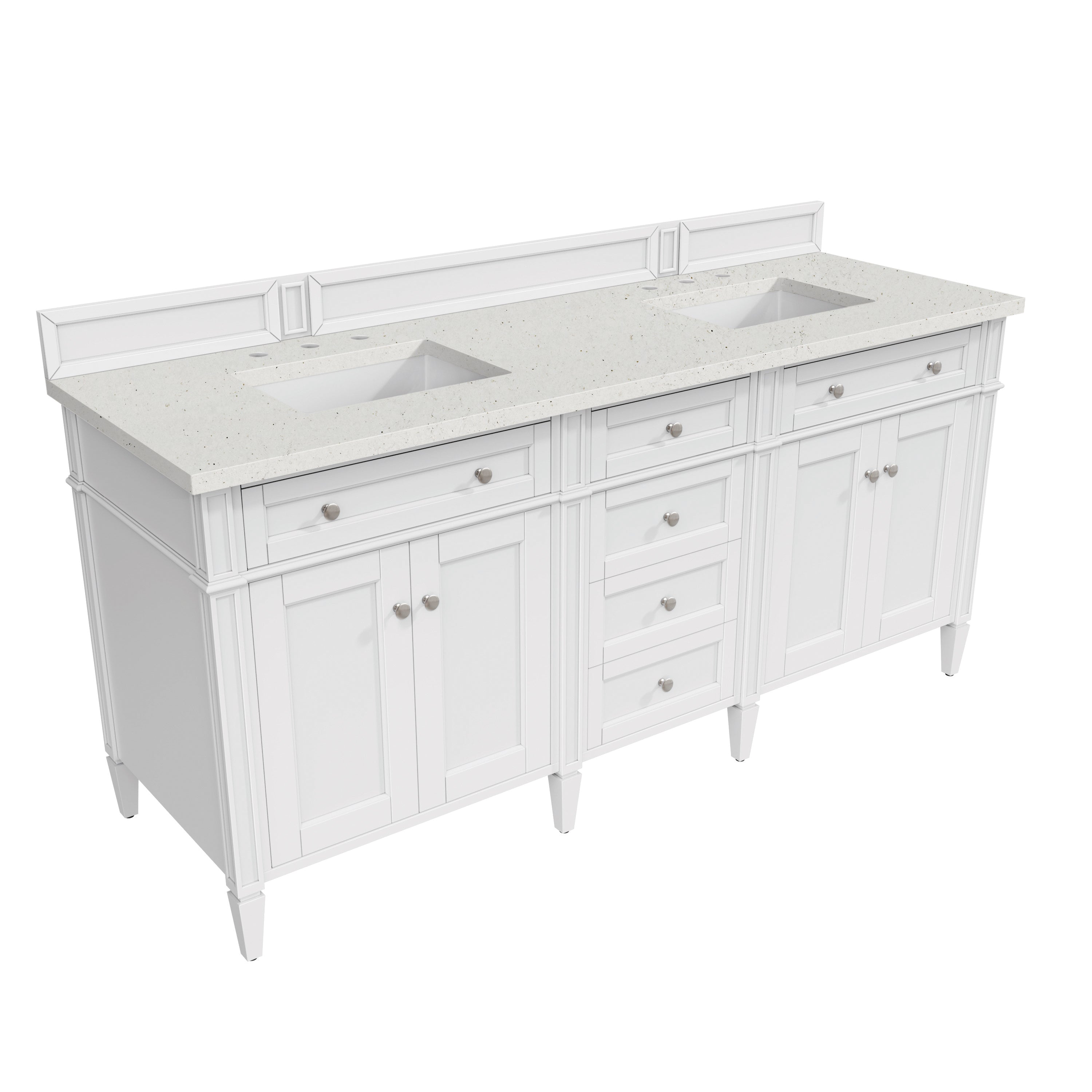 James Martin Brittany 72" Double Vanity in Bright White with 3cm Countertop