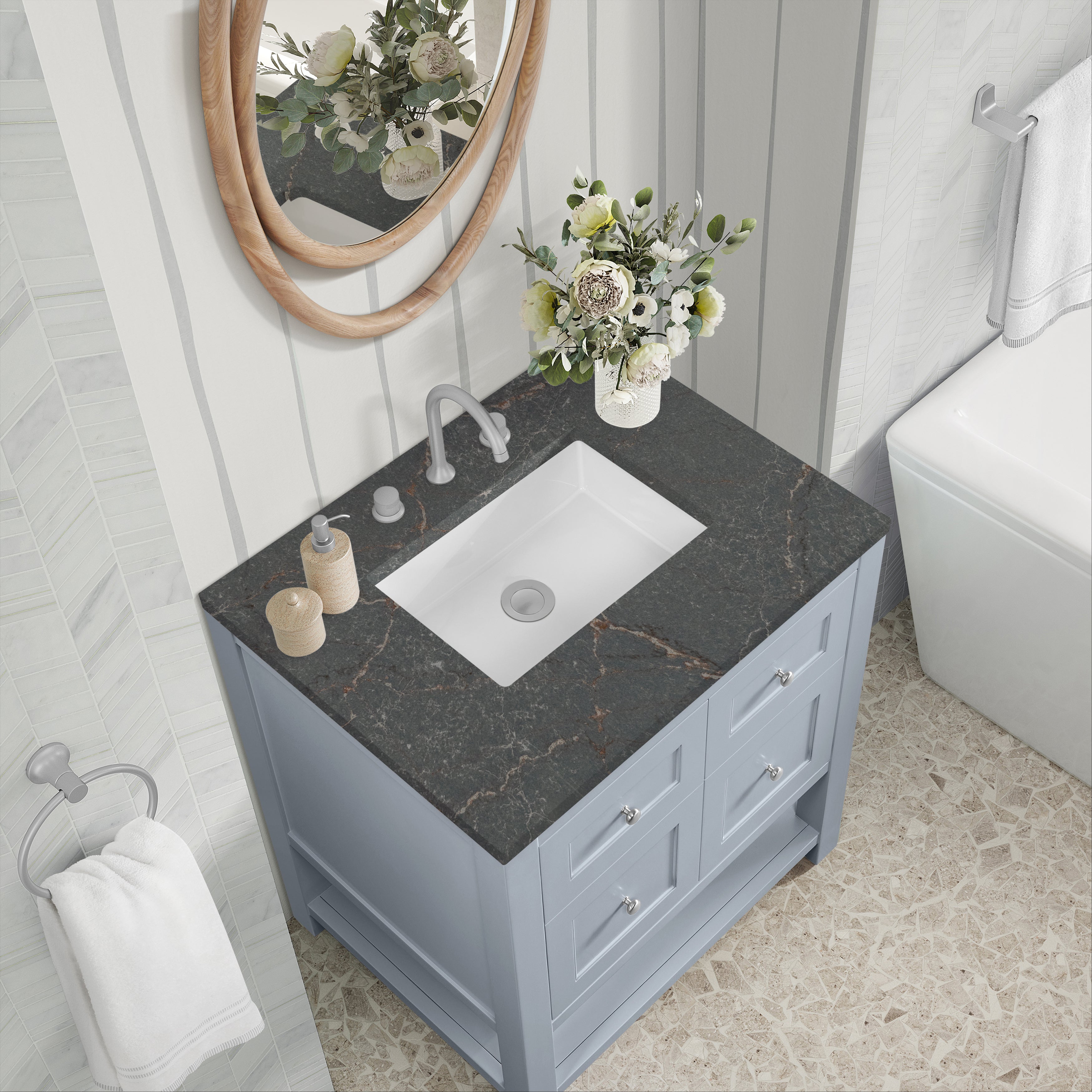 James Martin Breckenridge 30" Single in Serenity Blue with 3cm Countertop