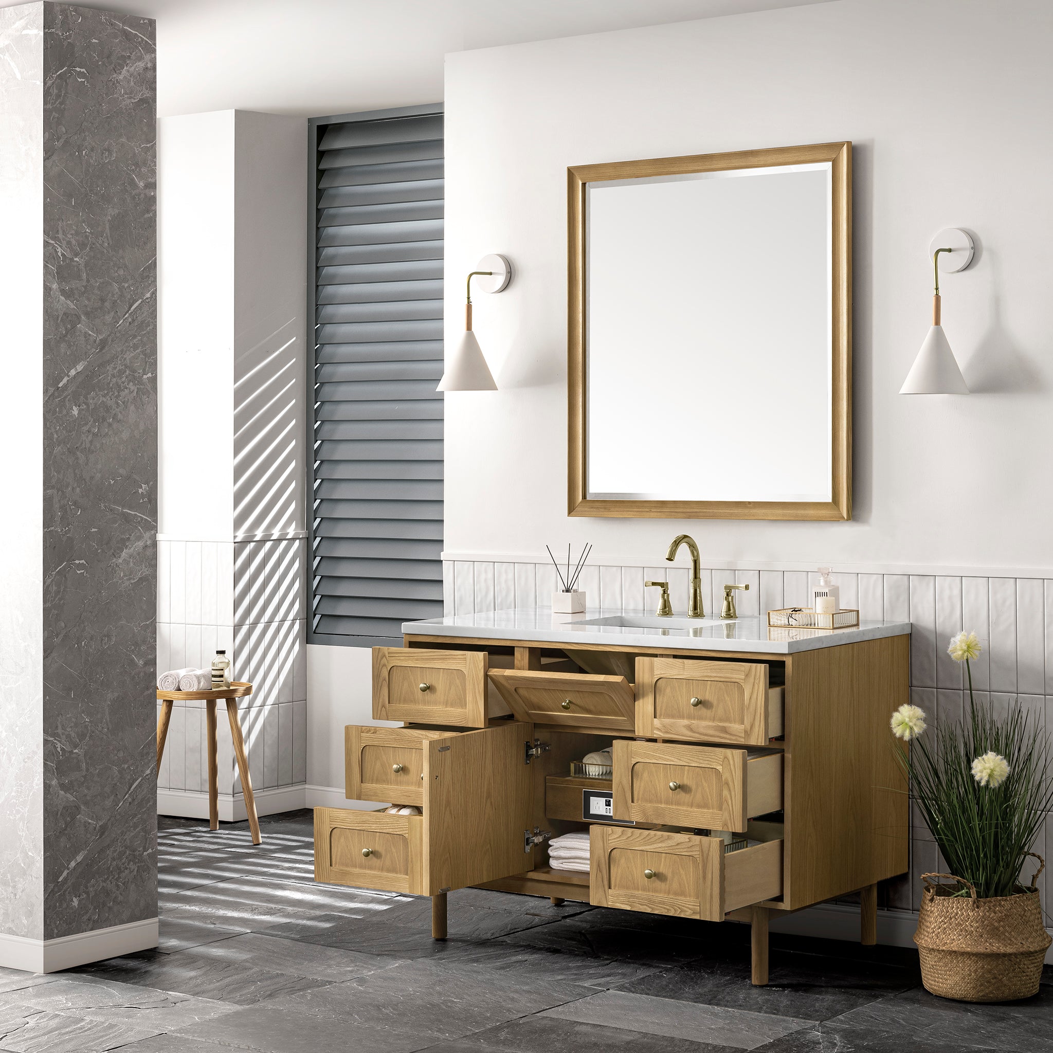 James Martin Laurent 48" Single Vanity in Light Natural Oak with 3cm Countertop