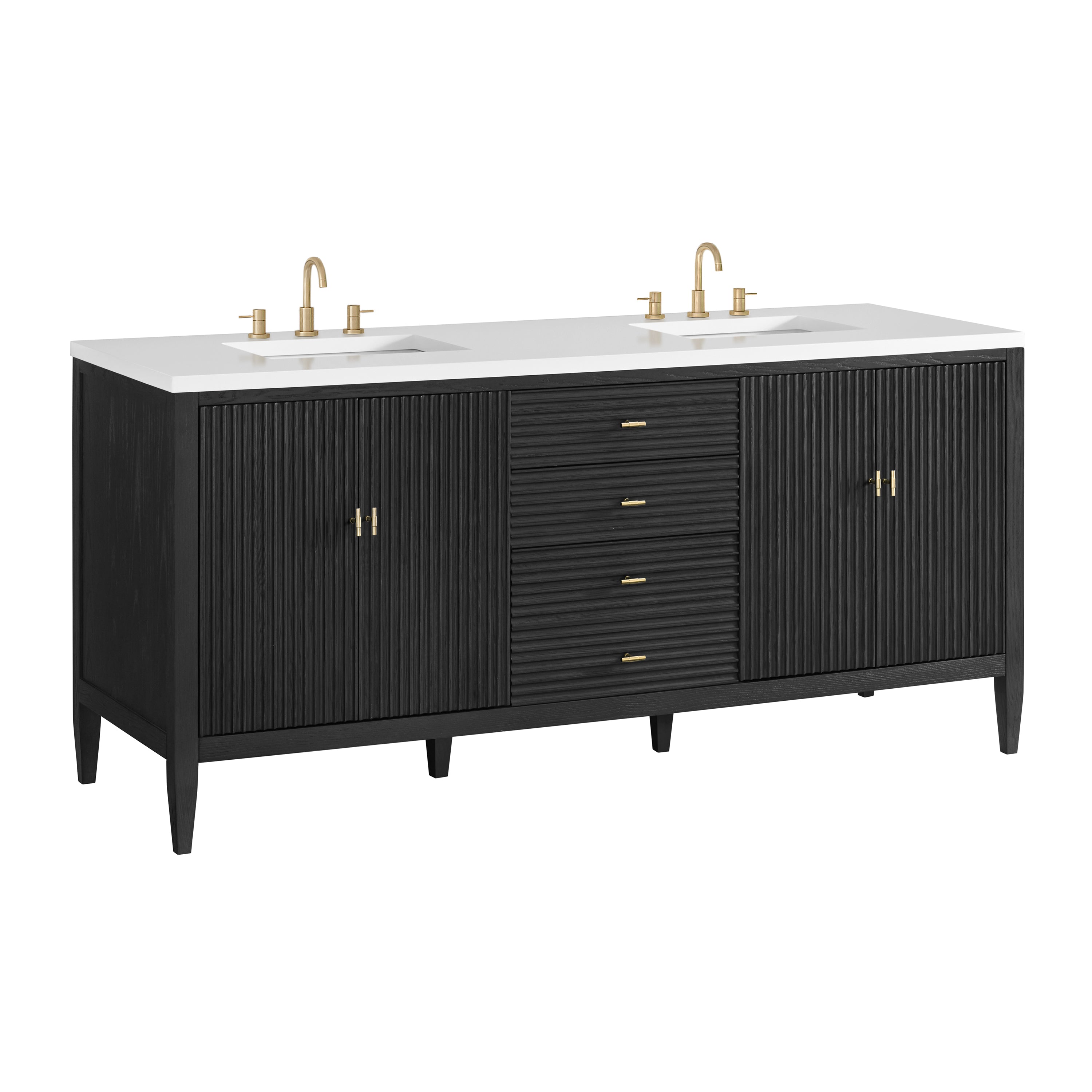 James Martin Myrrin 72" Double Vanity in Carbon Oak with 3cm Countertop