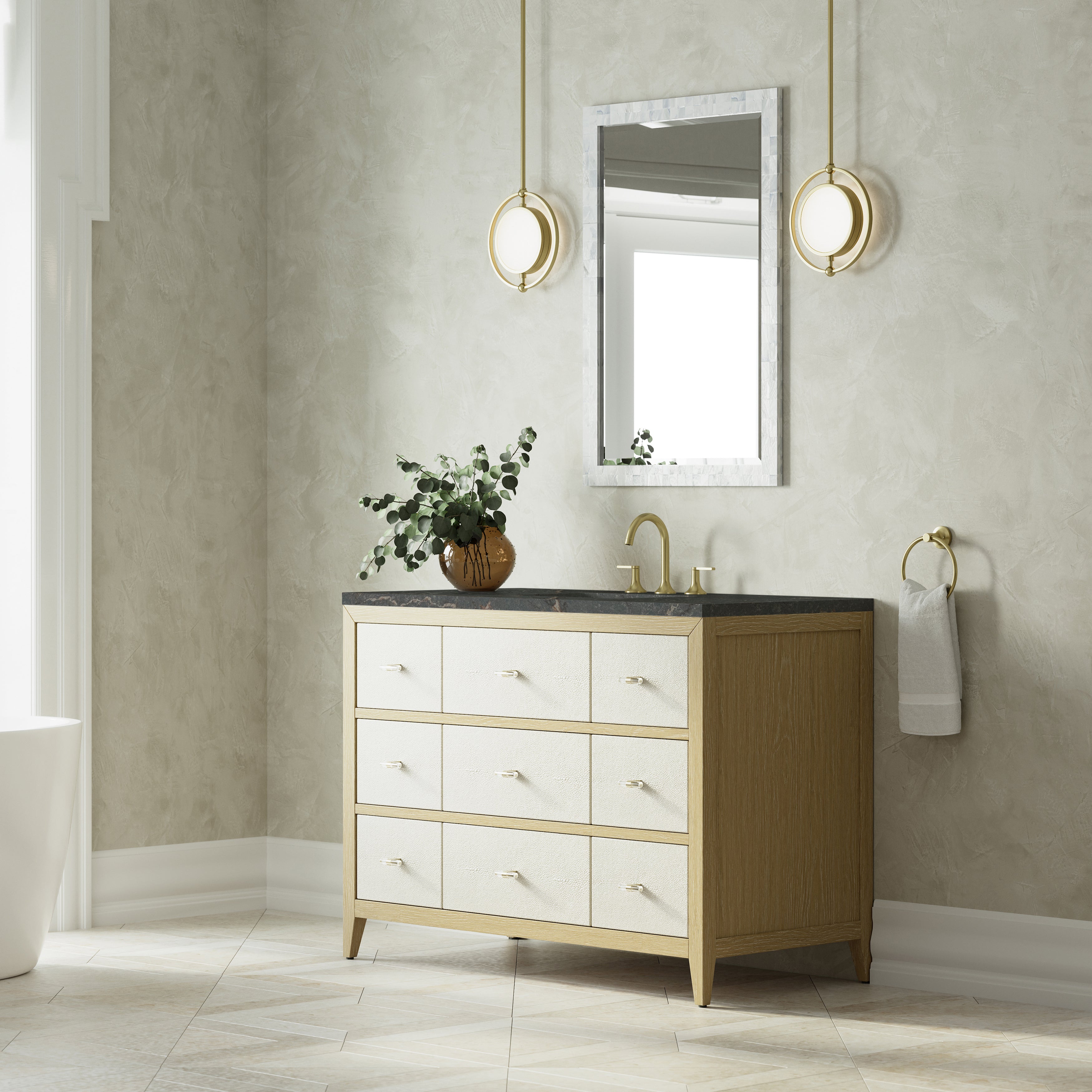 James Martin Celeste 48" Single Vanity in Sunwashed Oak with 3cm Countertop