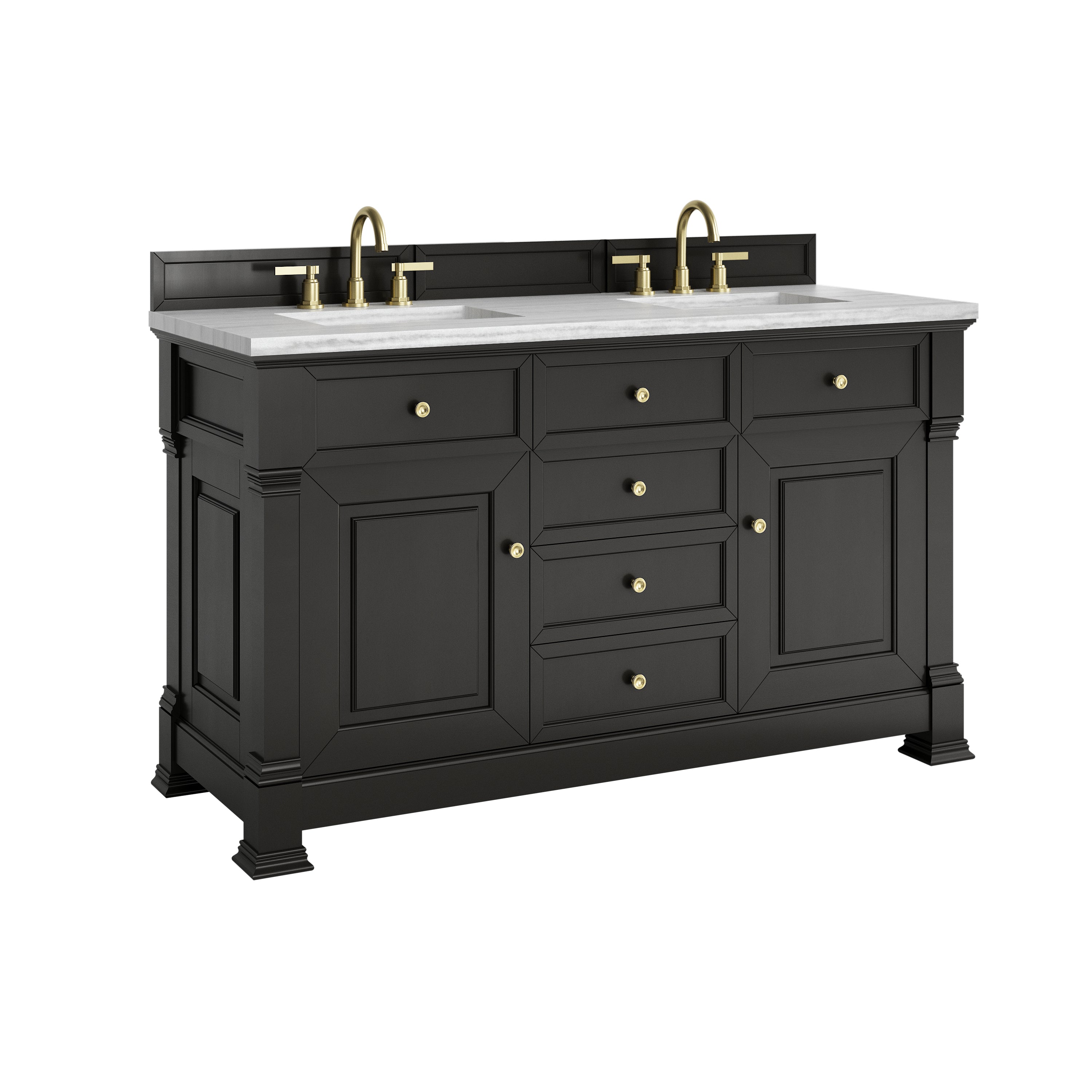 James Martin Brookfield 60" Double Vanity in Black Onyx with 3cm Countertop