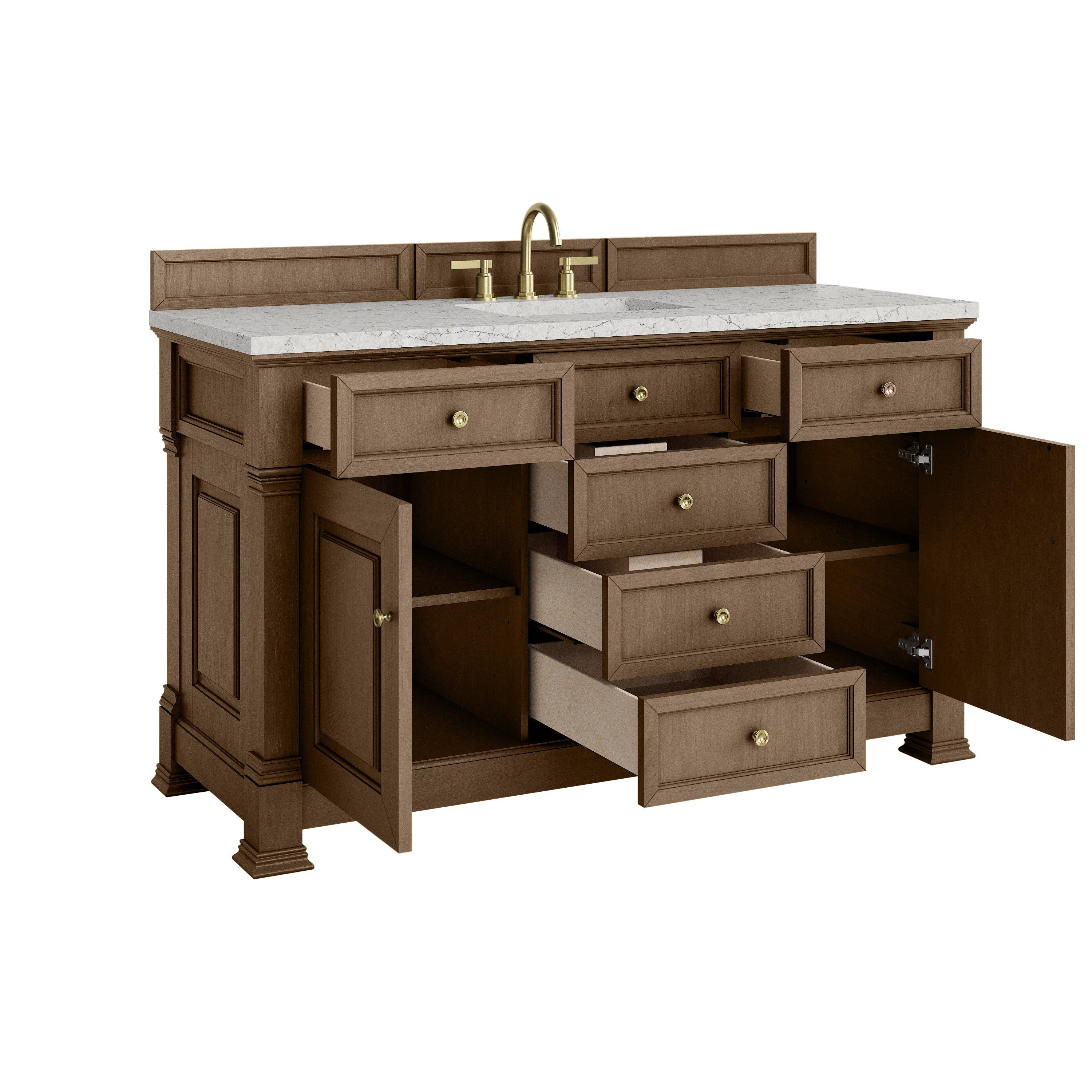 James Martin Brookfield 60" Single Vanity in Pecan with 3cm Countertop