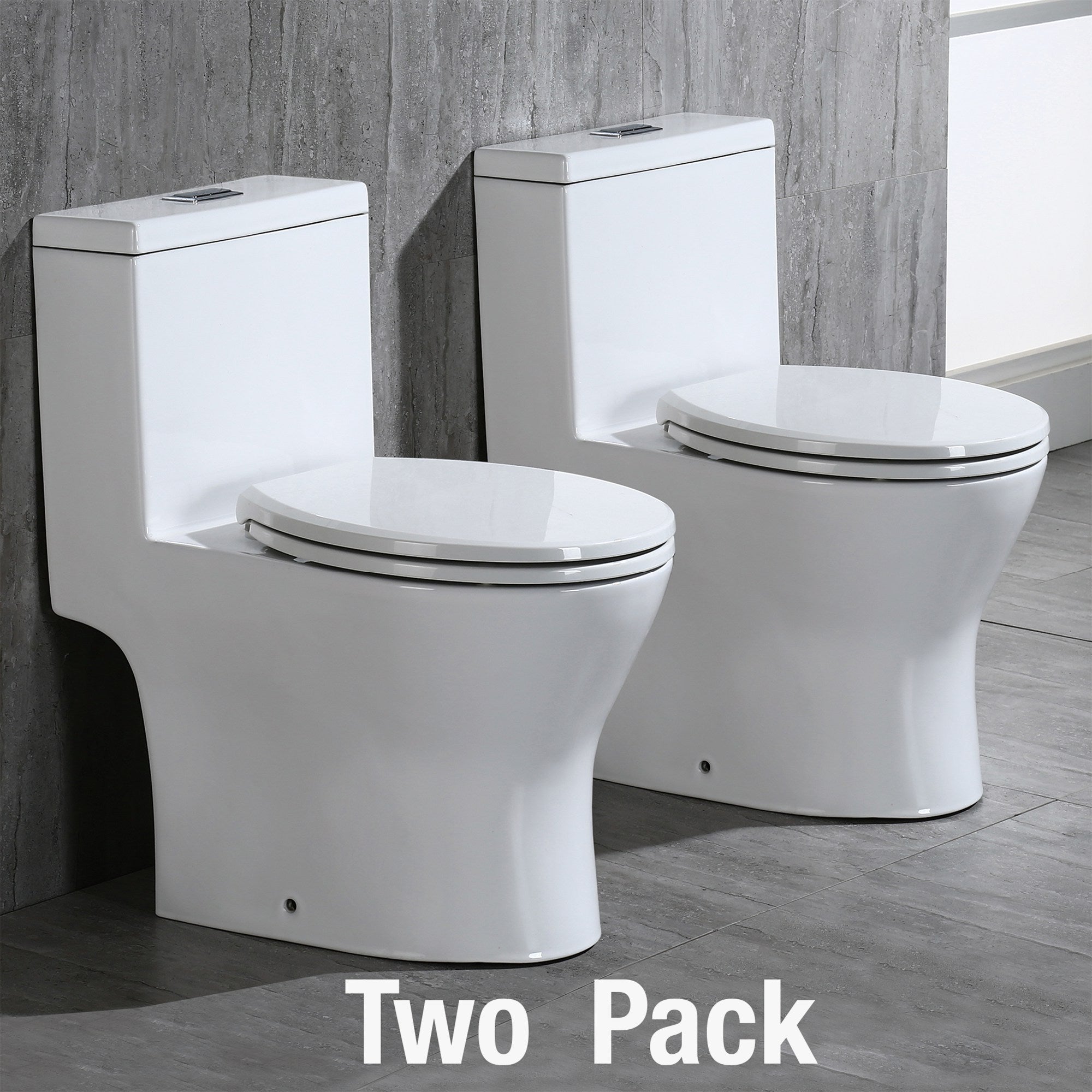 WOODBRIDGE T-0031 Short Compact Tiny One Piece Toilet with Soft Closing Seat, Small Toilet (2 -Pack)