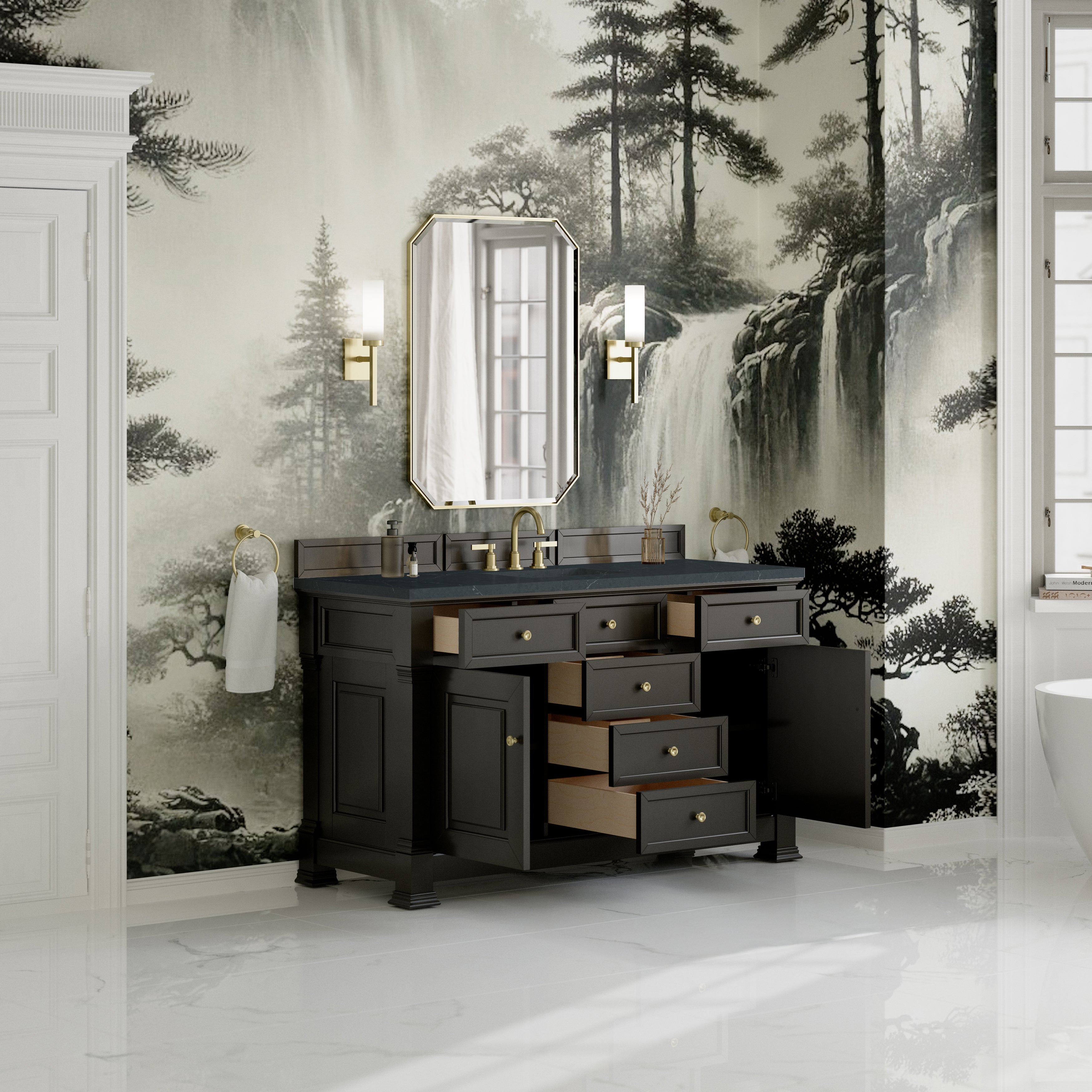 James Martin Brookfield 60" Single Vanity in Black Onyx with 3cm Countertop