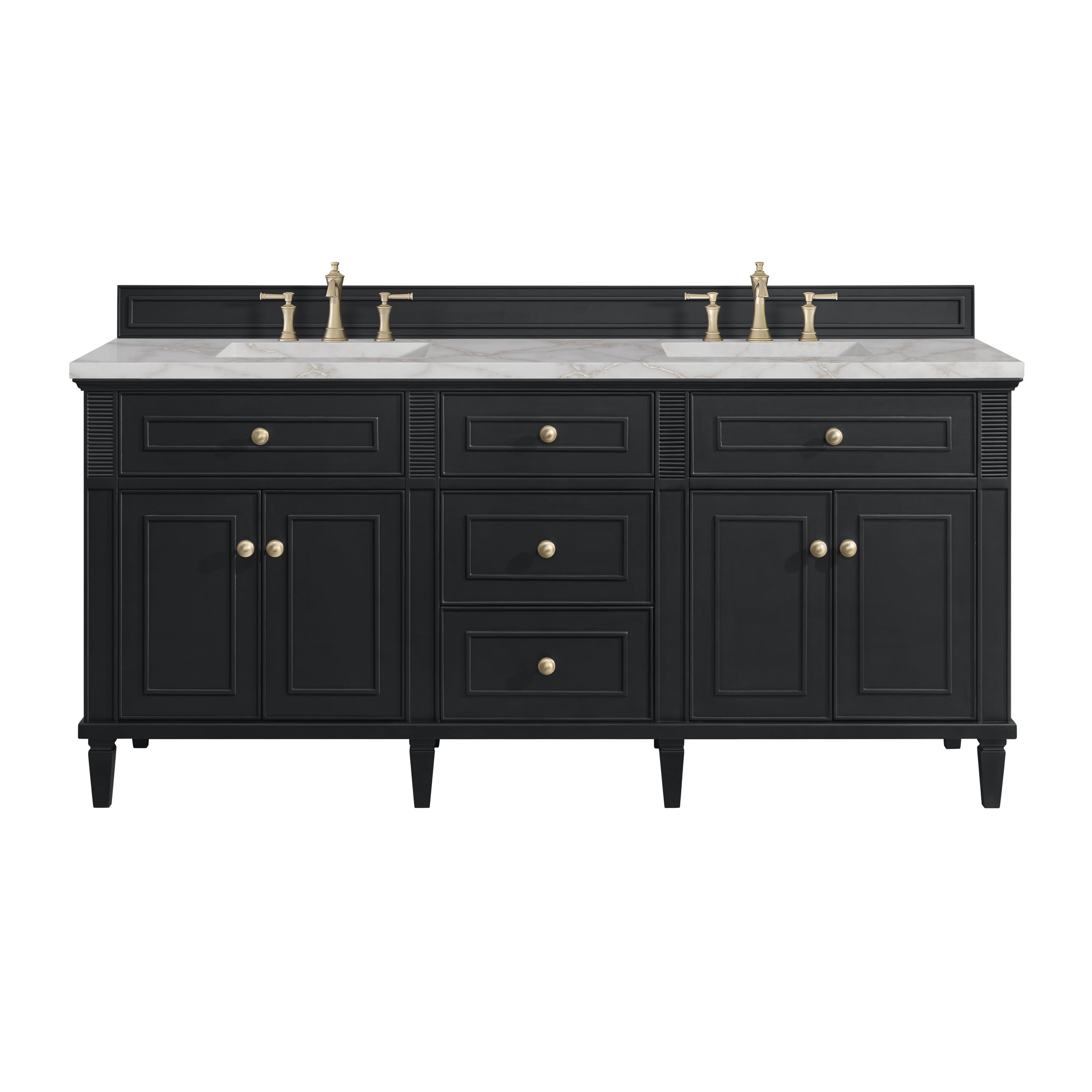 James Martin Lorelai 72" Double Vanity in Black Onyx with 3cm Countertop