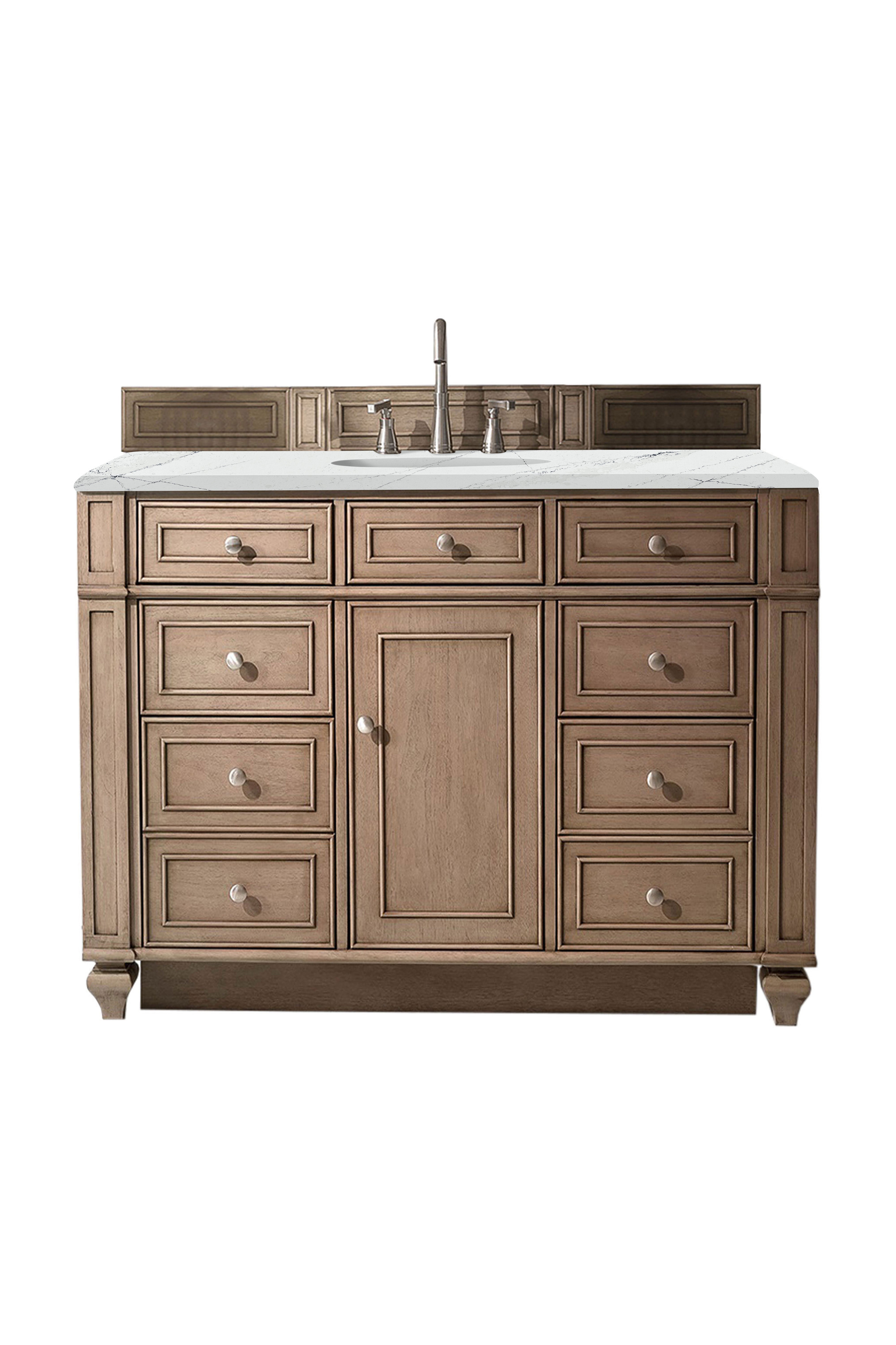 James Martin Bristol 48" Single Vanity in Whitewashed Walnut with 3cm Countertop