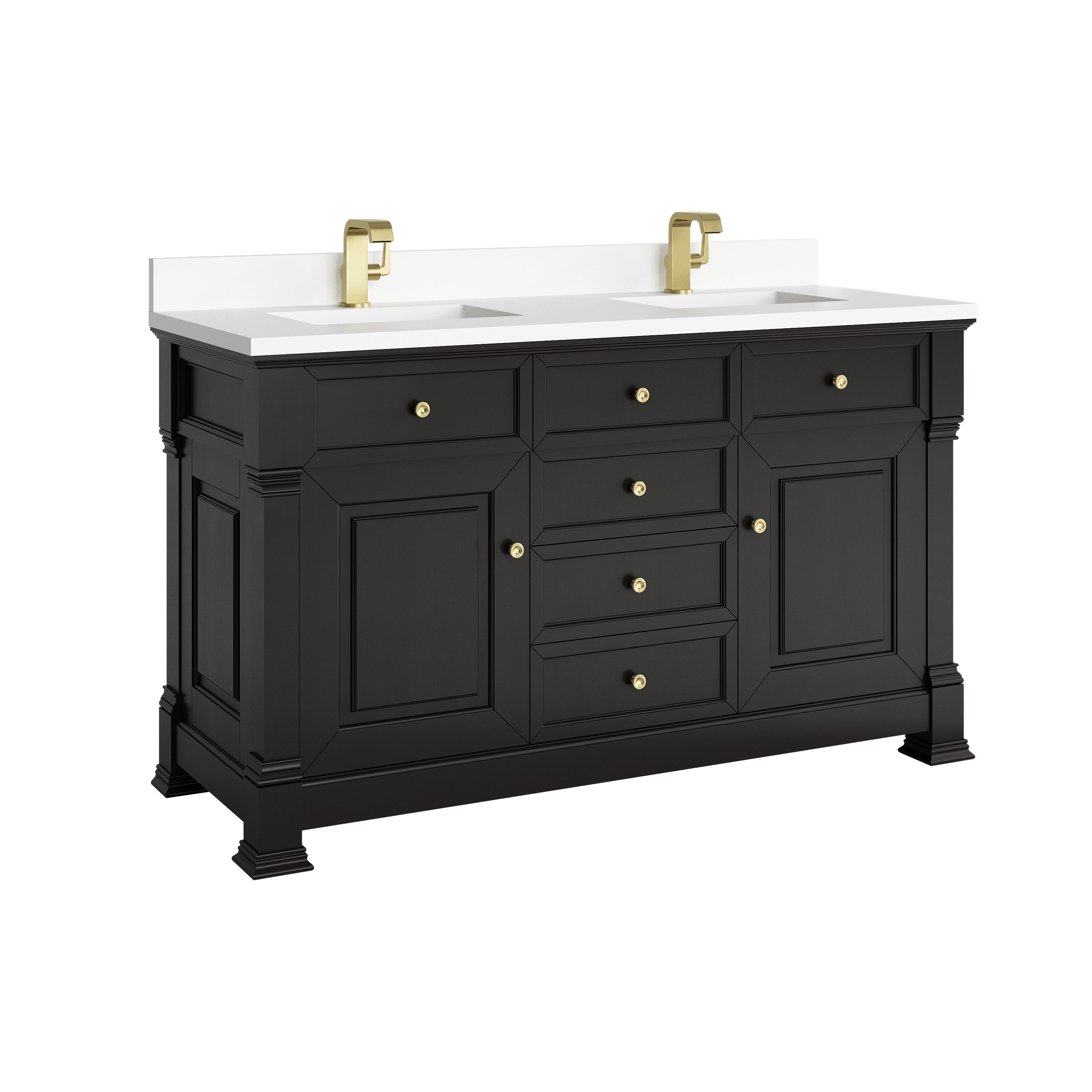 James Martin Brookfield 60" Double Vanity in Black Onyx with 3cm Countertop