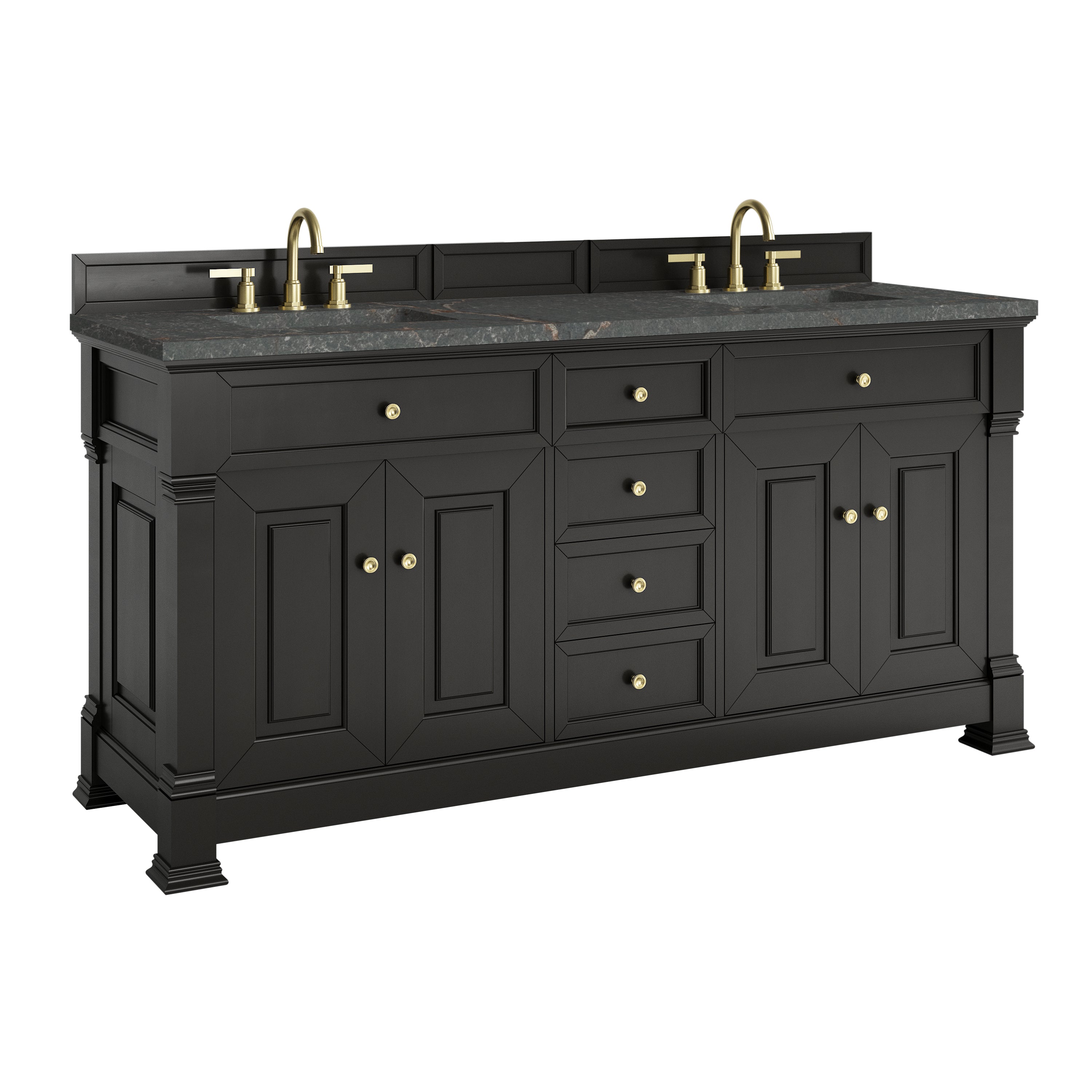 James Martin Brookfield 72" Double Vanity in Black Onyx with 3cm Countertop