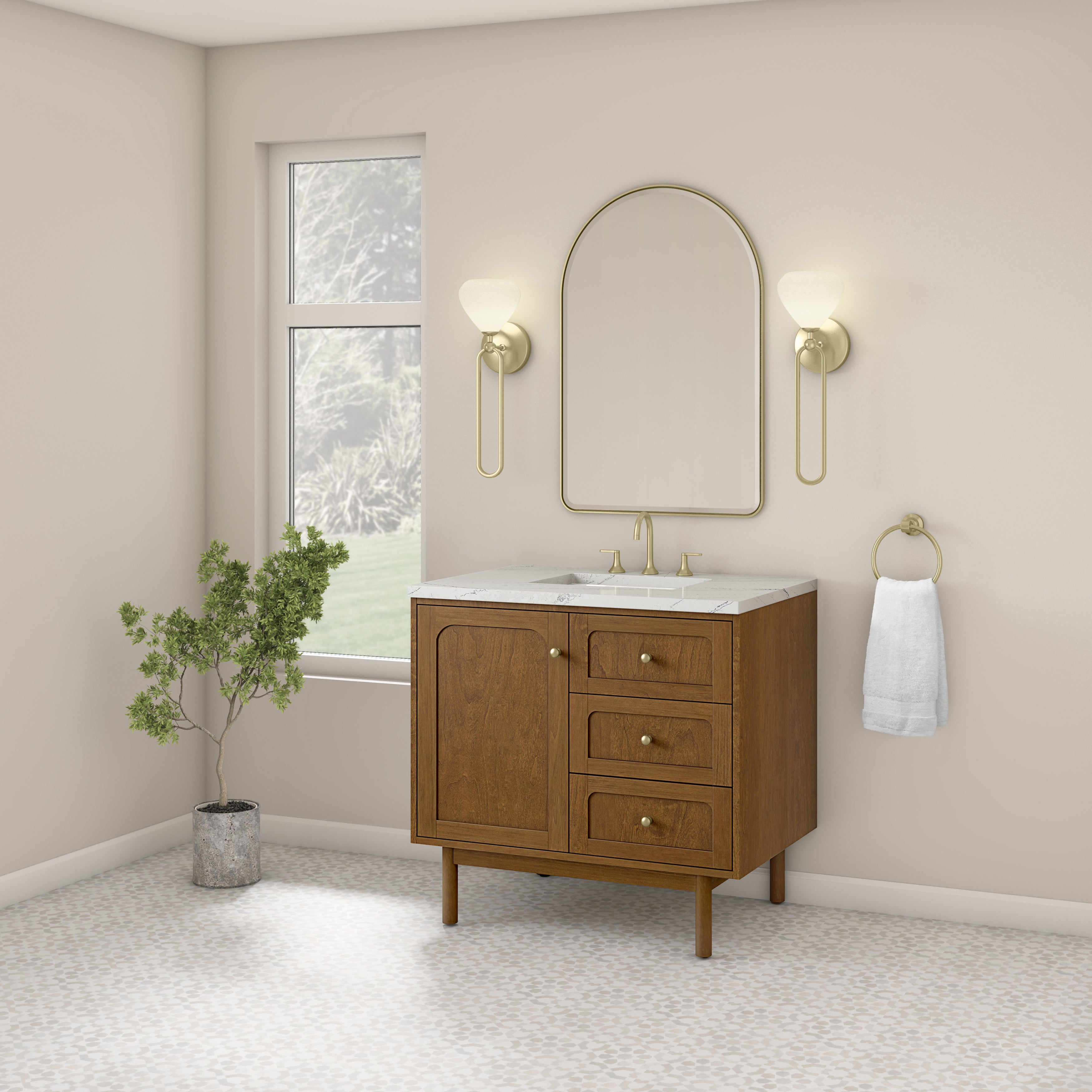 James Martin Laurent 36" Single Vanity in Honey Oak with 3cm Countertop