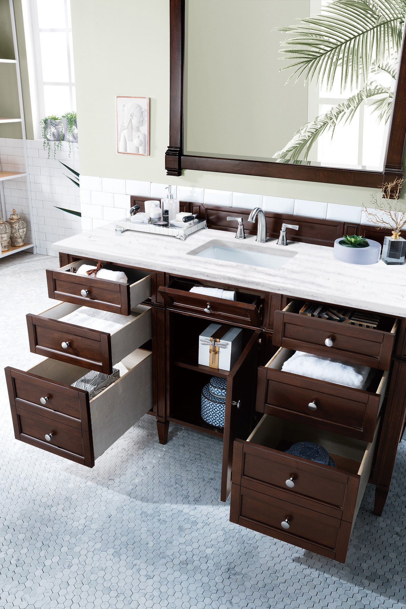 James Martin Brittany 60" Single Vanity in Burnished Mahogany with 3cm Countertop