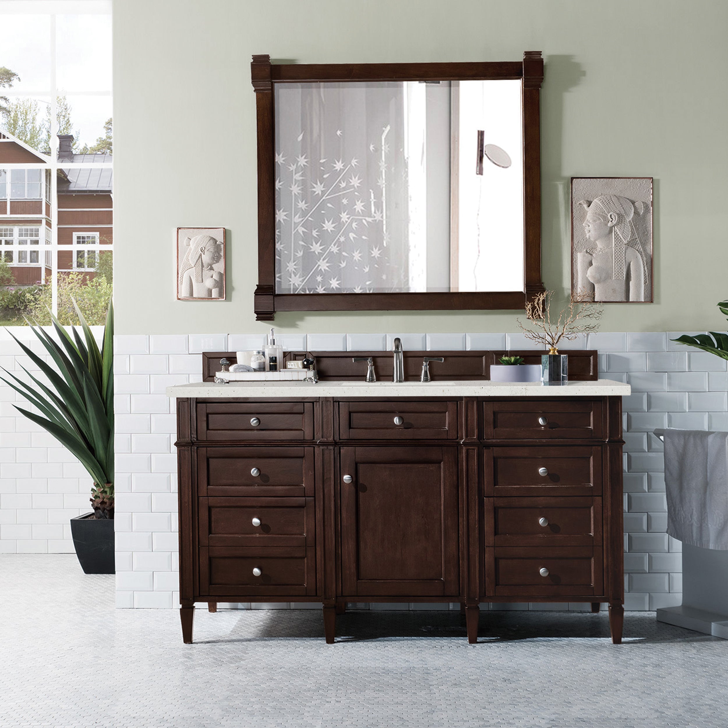 James Martin Brittany 60" Single Vanity in Burnished Mahogany with 3cm Countertop