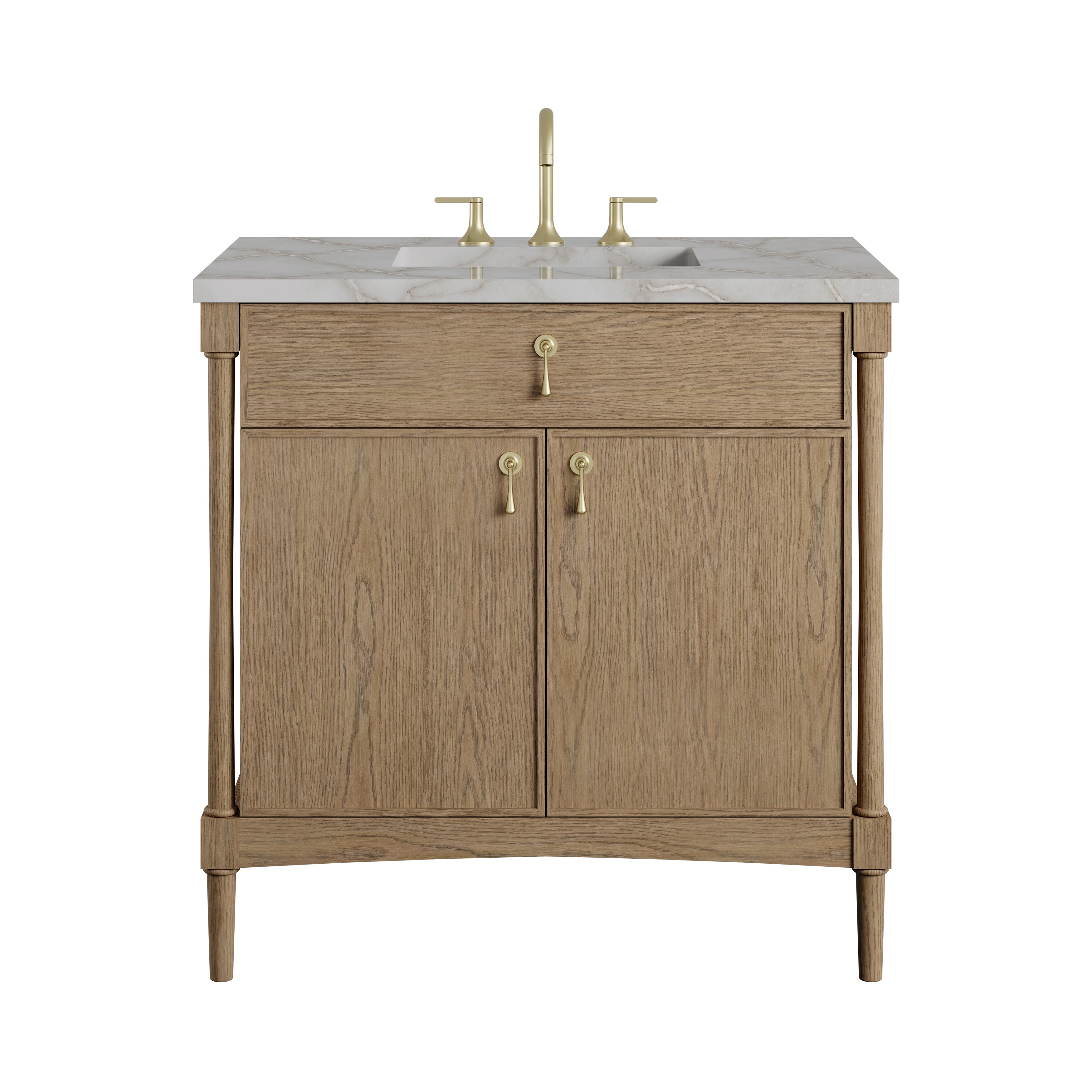 James Martin Kinnsden 36" Single Vanity in Weathered Oak with 3cm Countertop
