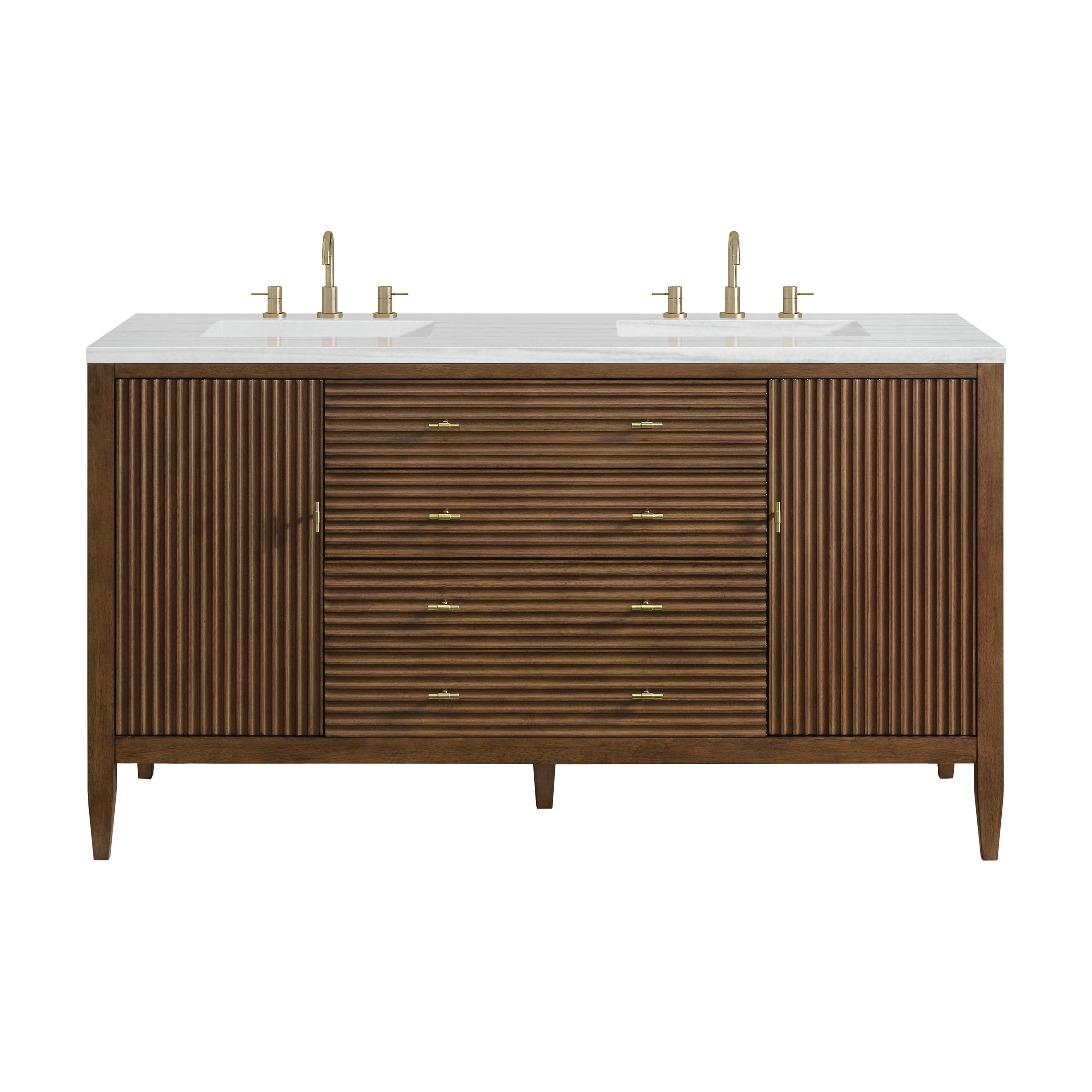 James Martin Myrrin 60" Double Vanity in Mid Century Walnut with 3cm Countertop