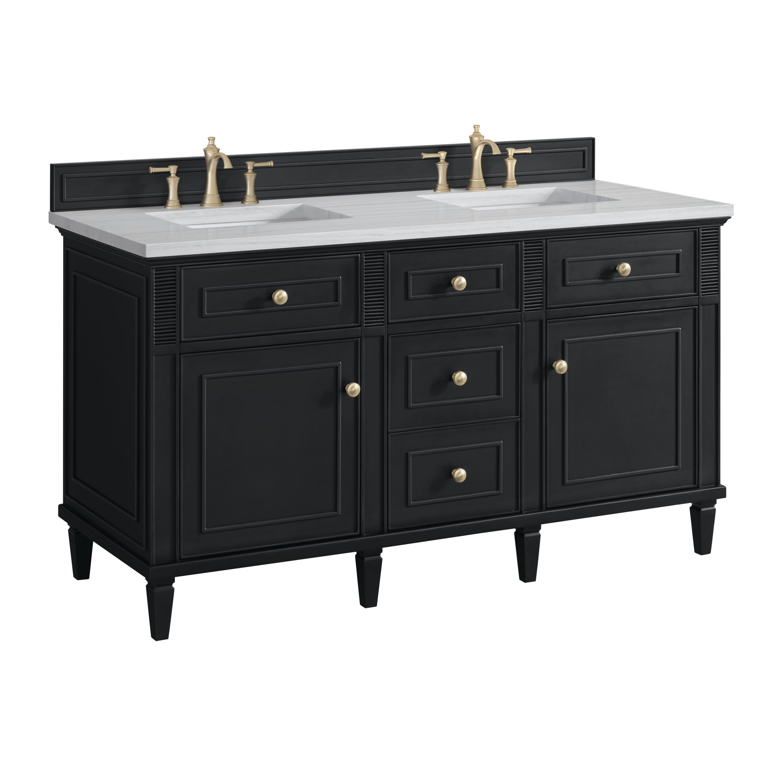 James Martin Lorelai 60" Double Vanity in Black Onyx with 3cm Countertop