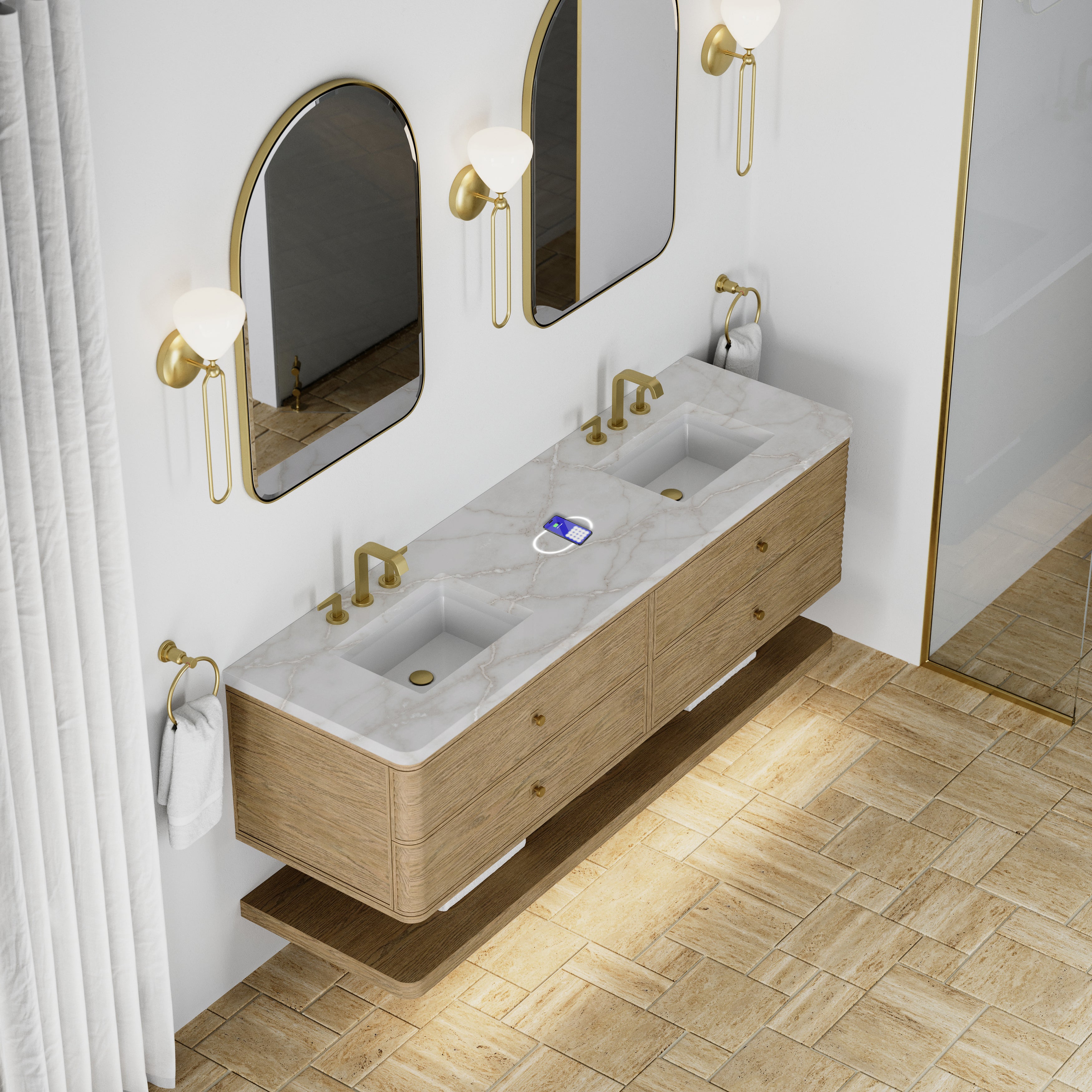James Martin Allamari 72" Double Vanity in Dune Mist with 3cm Countertop