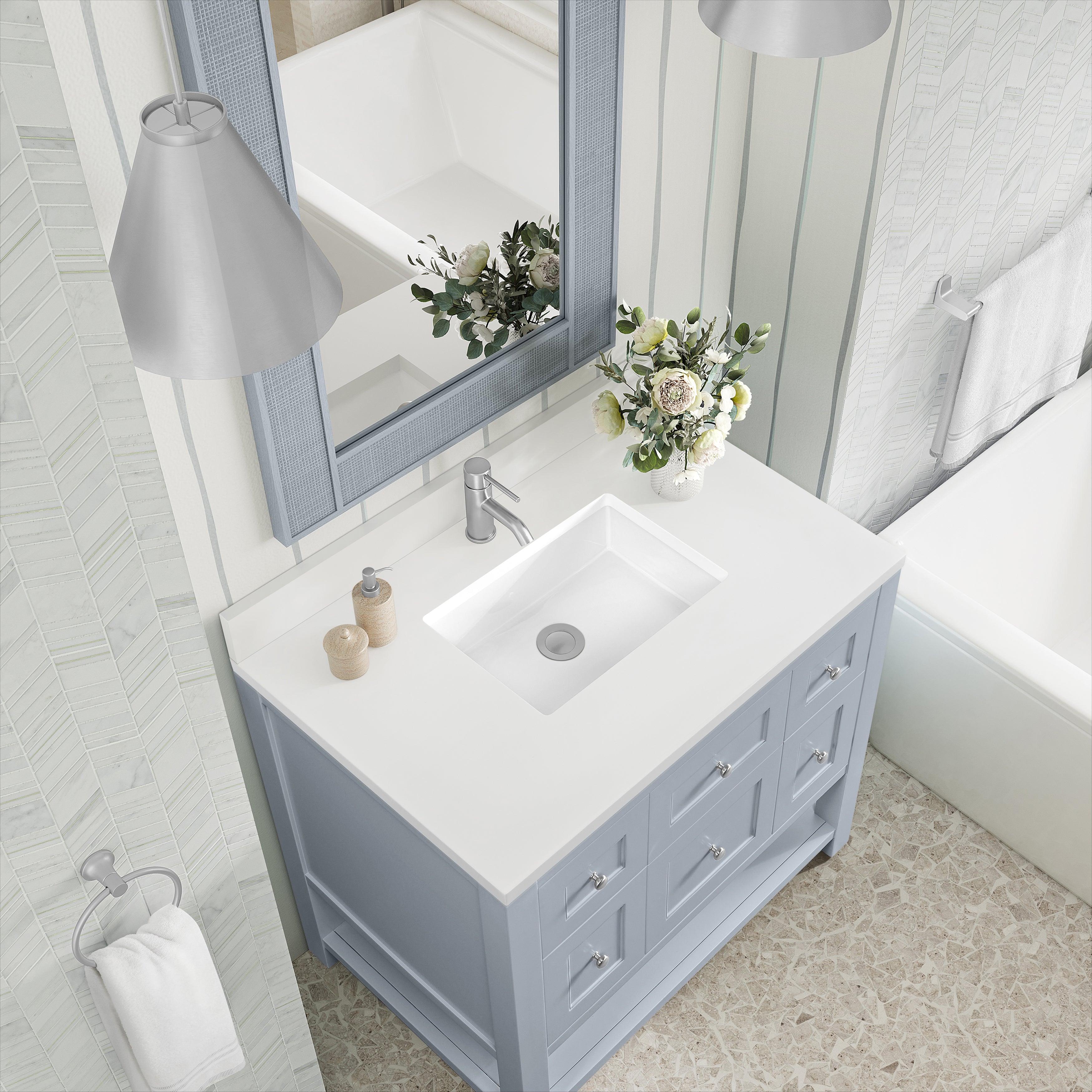 James Martin Breckenridge 36" Single in Serenity Blue with 3cm Countertop