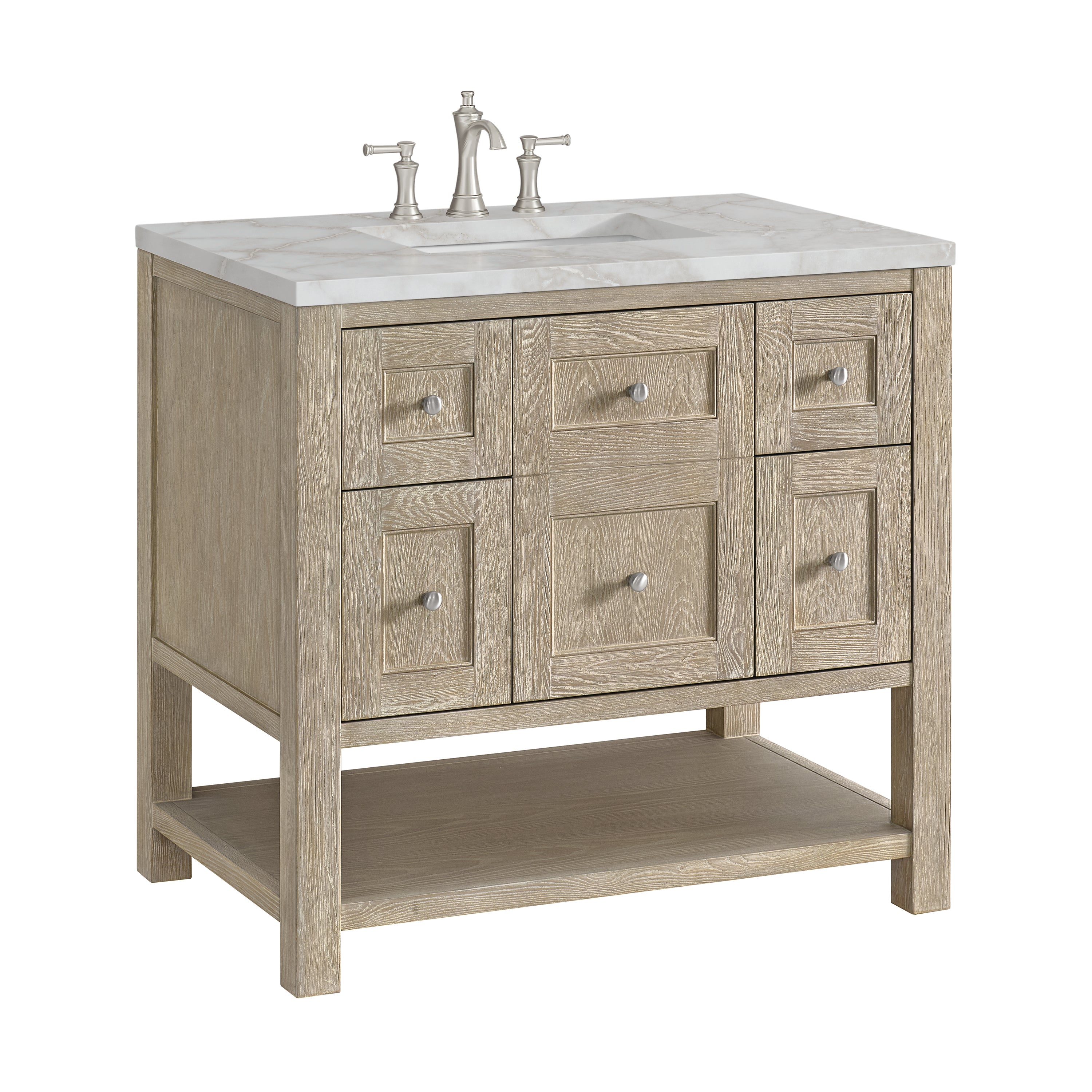 James Martin Breckenridge 36" Single in Whitewashed Oak with 3cm Countertop