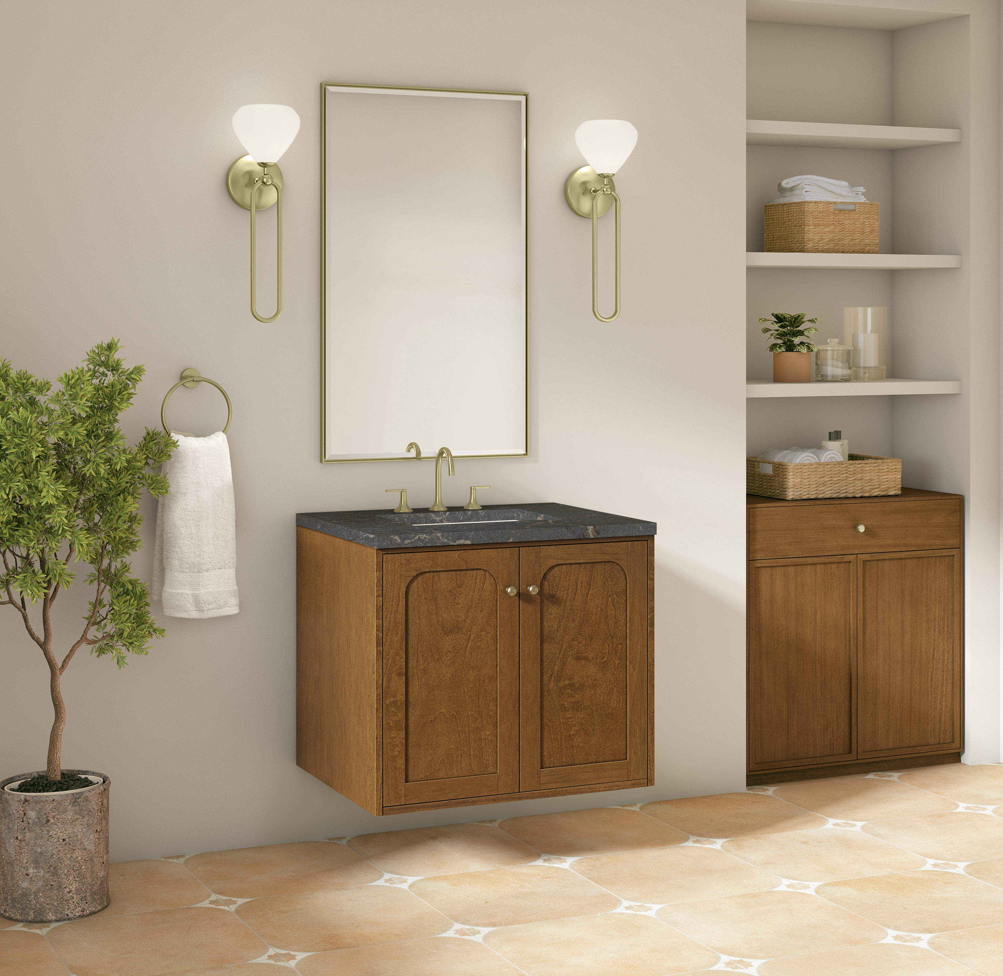 James Martin Laurent 30" Single Vanity in Honey Oak with 3cm Countertop