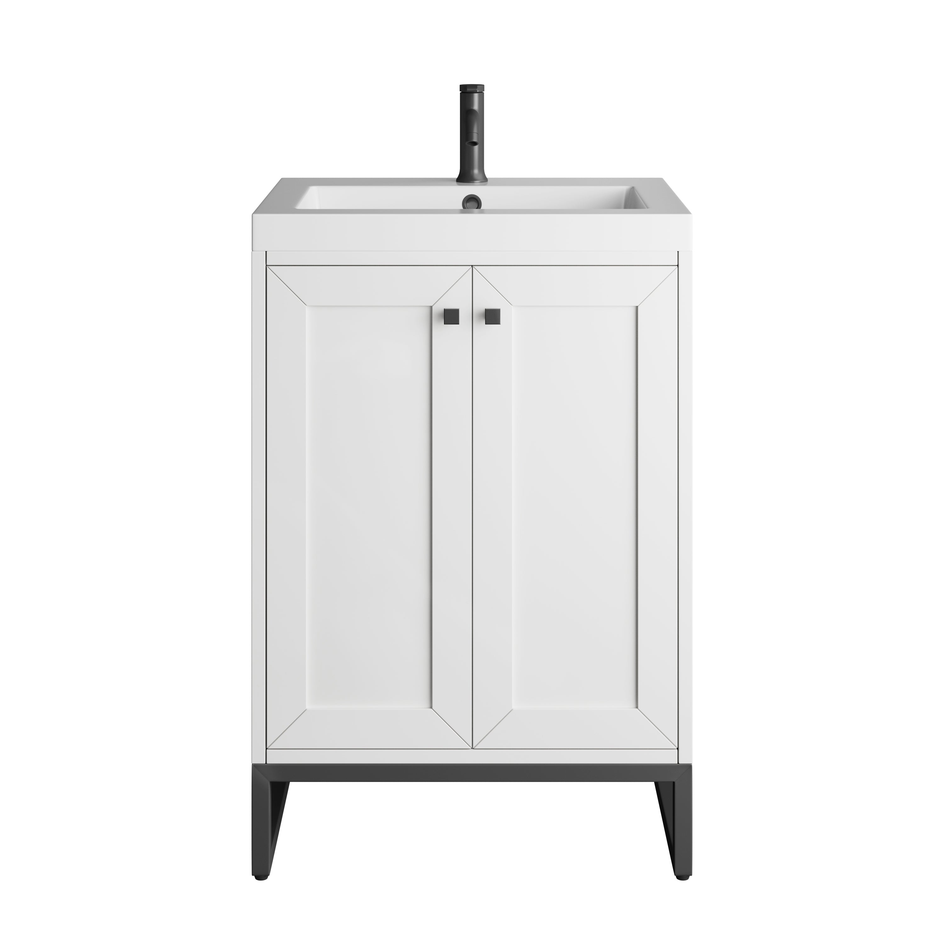 James Martin Chianti 24" Single Vanity in Glossy White with White Glossy Composite Stone Top