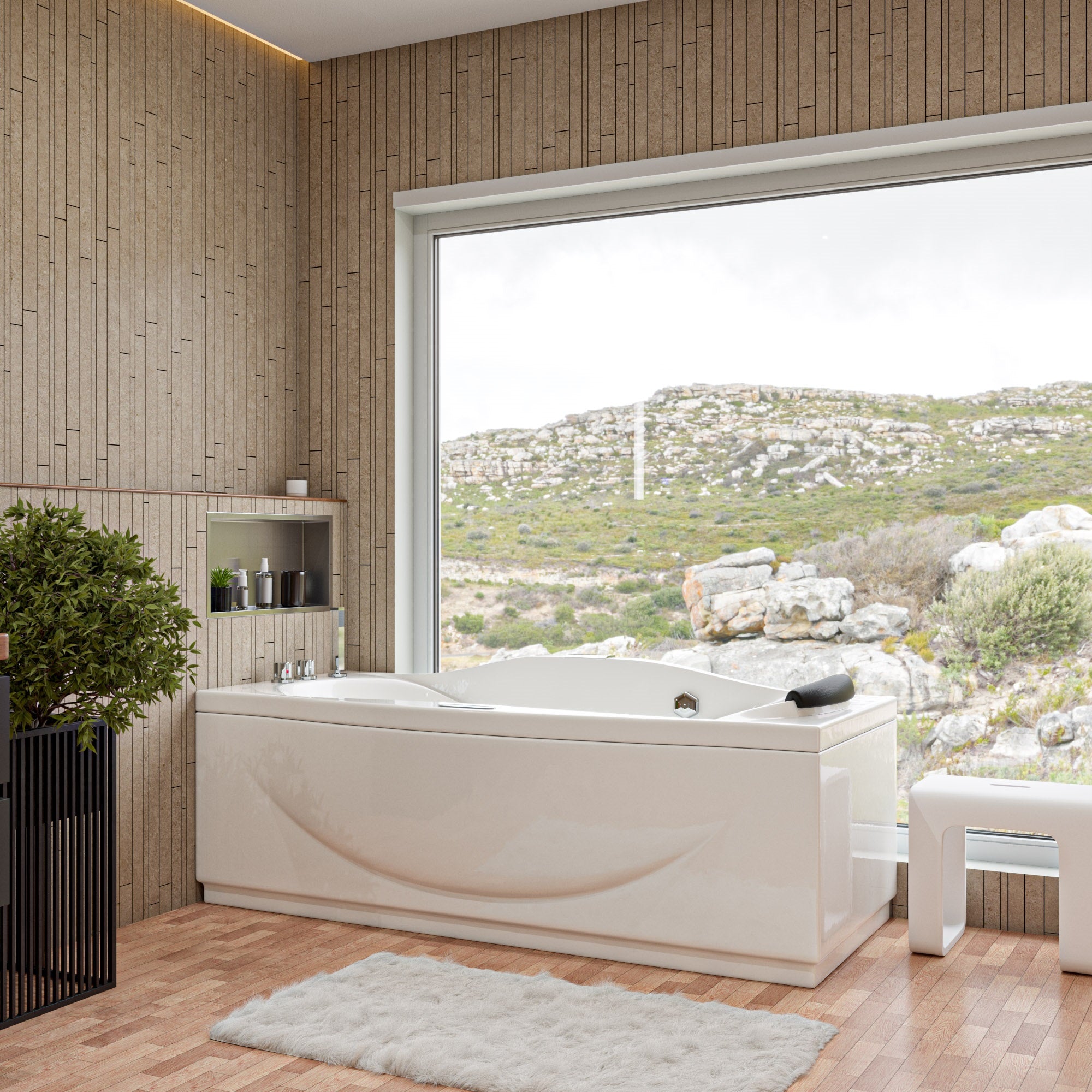 EAGO AM189ETL-L 6′ Acrylic Whirlpool Bathtub with Waterfall & Fixtures