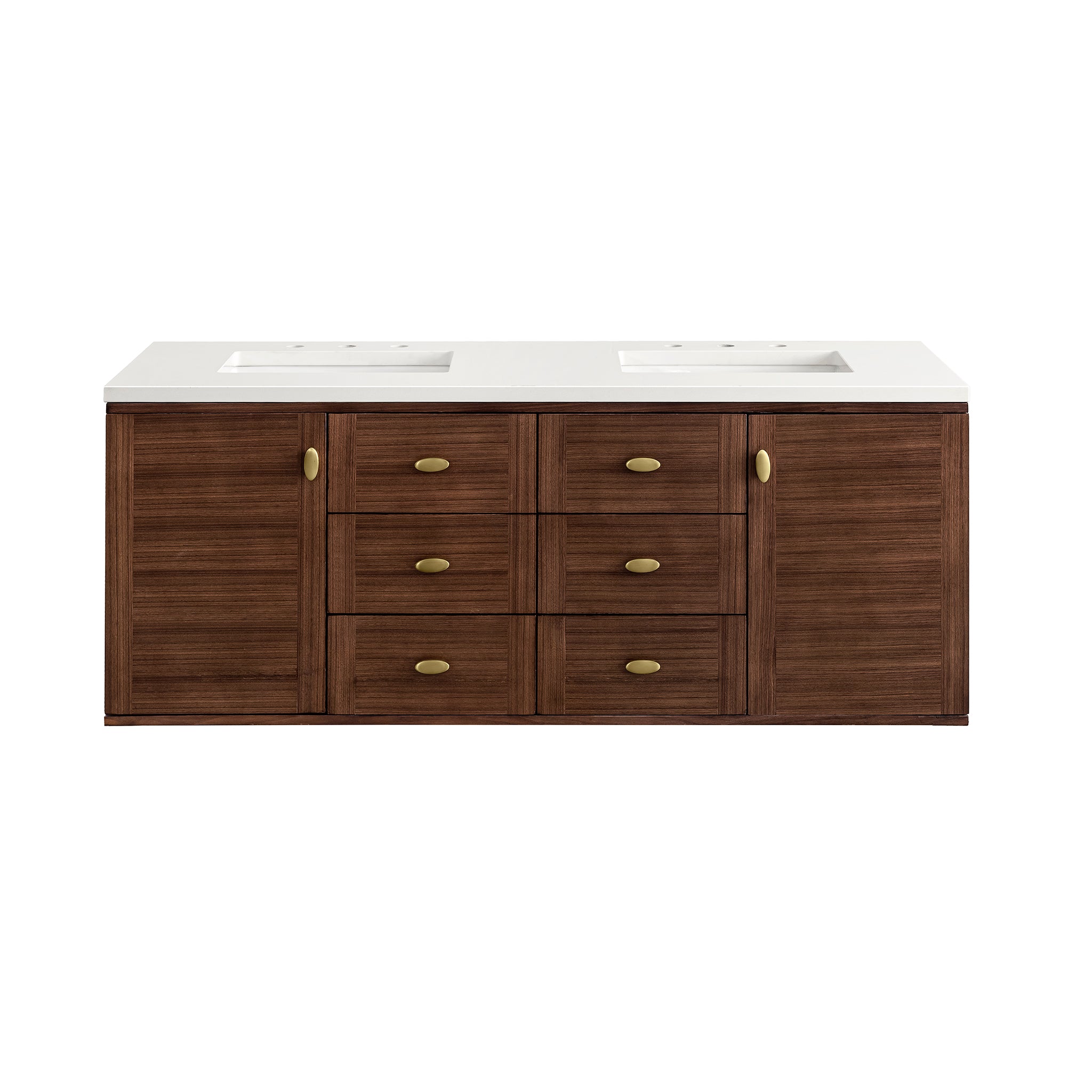 James Martin Amberly 60" Double Vanity in Mid-Century Walnut with 3cm Countertop