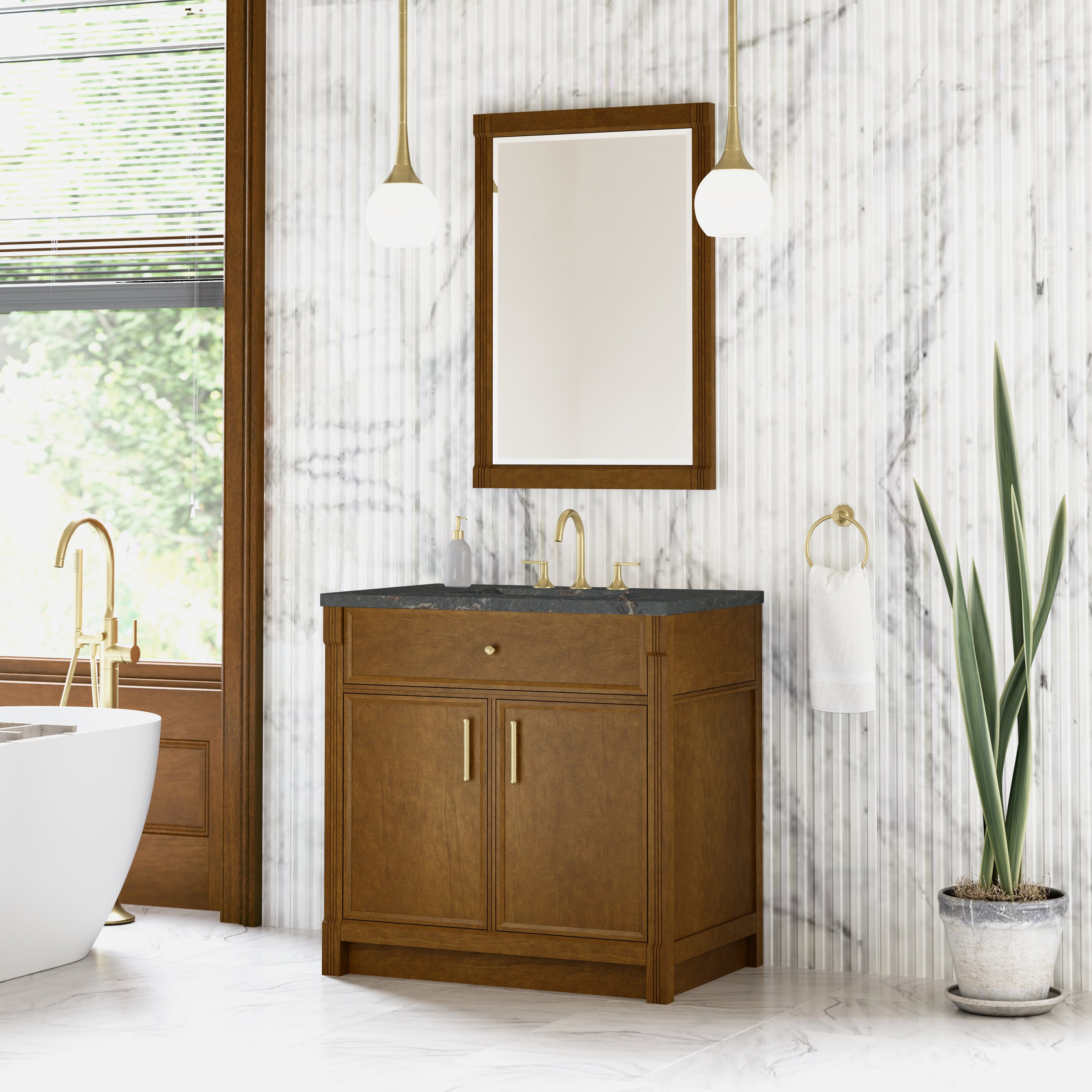 James Martin Bellshire 36" Single Vanity in Honey Oak with 3cm Countertop