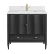 James Martin Myrrin 36" Vanity in Carbon Oak with 3cm Countertop
