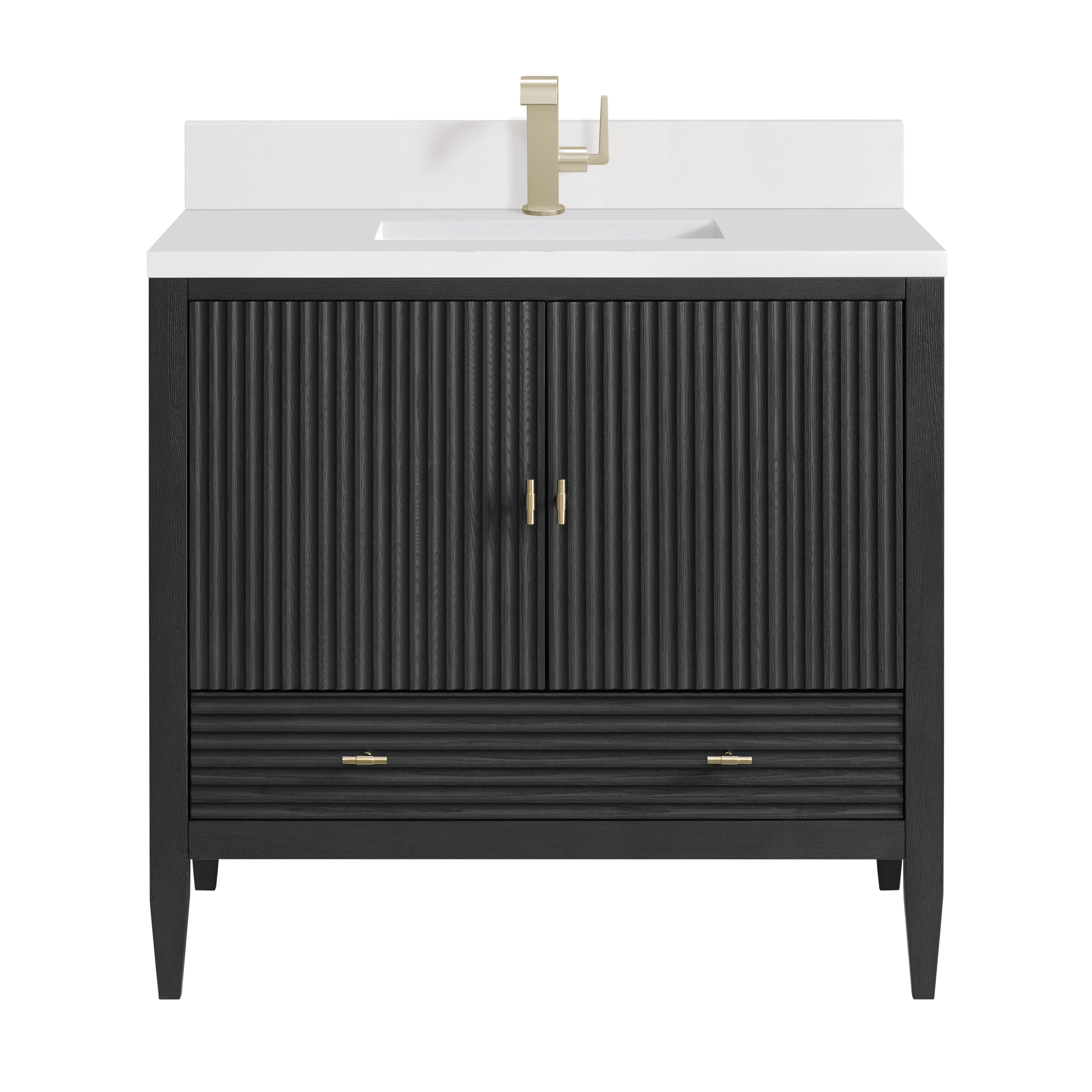 James Martin Myrrin 36" Vanity in Carbon Oak with 3cm Countertop