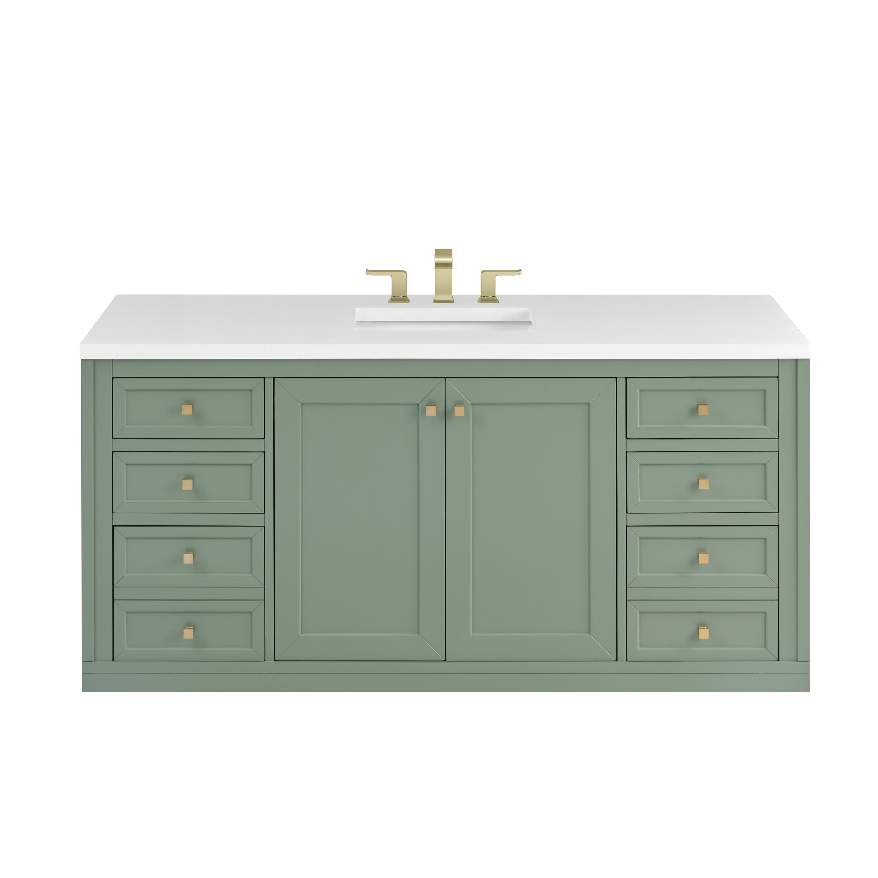 James Martin Chicago 60" Single Vanity in Smokey Celadon with 3cm Countertop