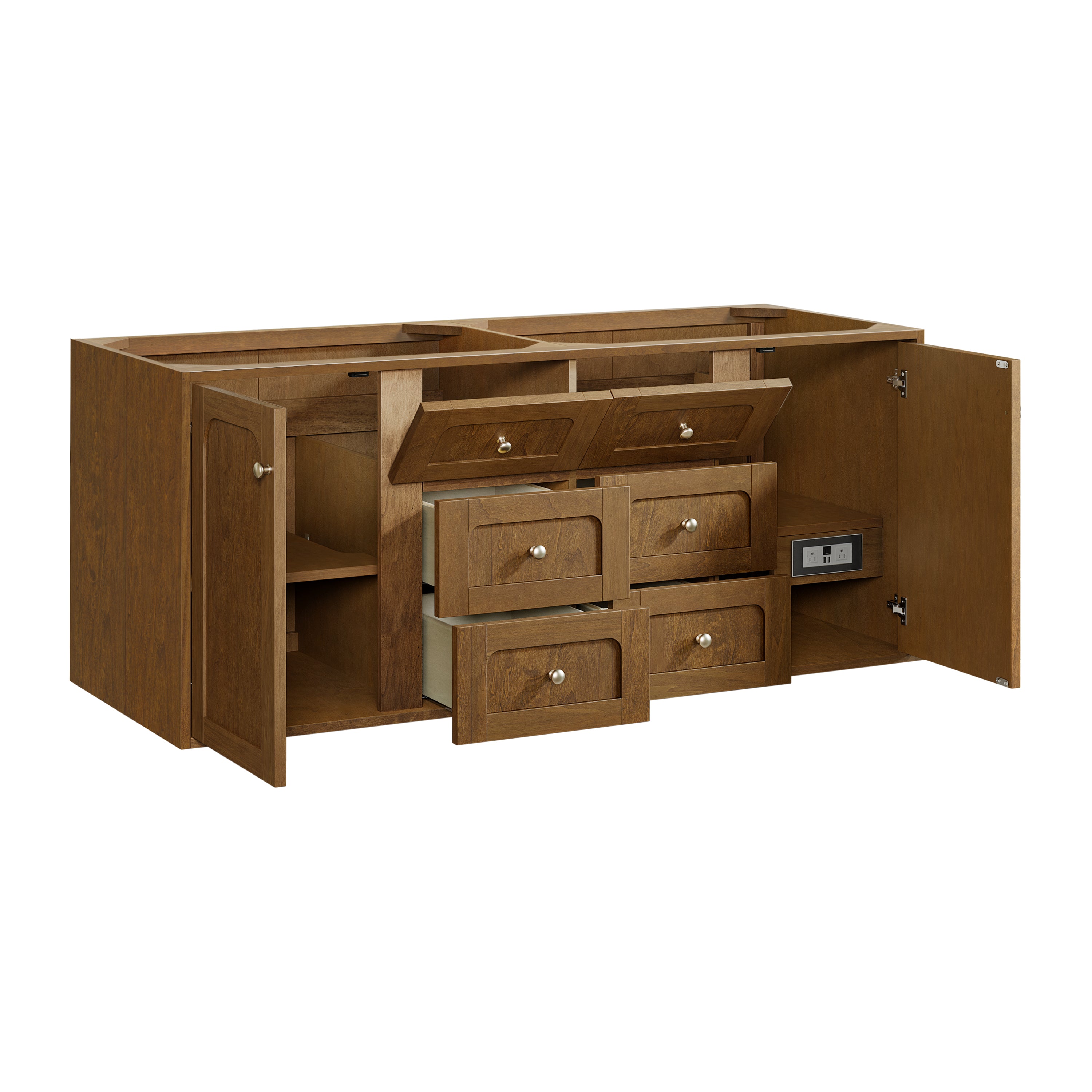 James Martin Laurent 60" Double Vanity in Honey Oak with 3cm Countertop