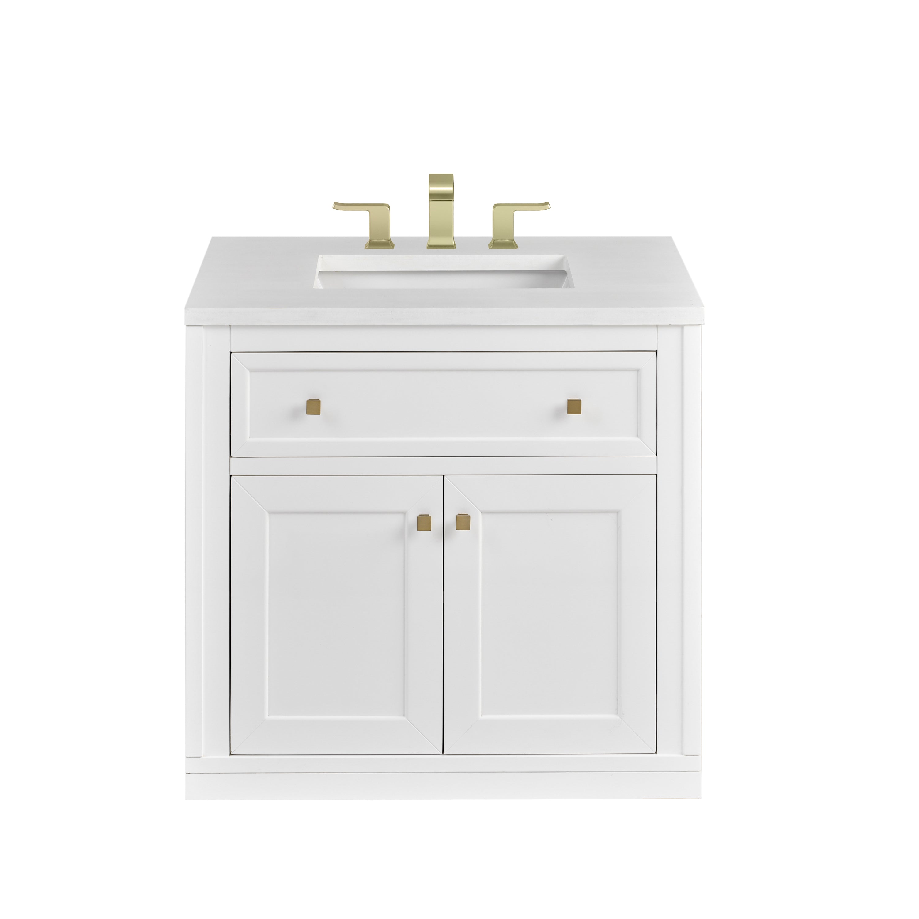 James Martin Chicago 30" Single Vanity in Glossy White with 3cm Countertop