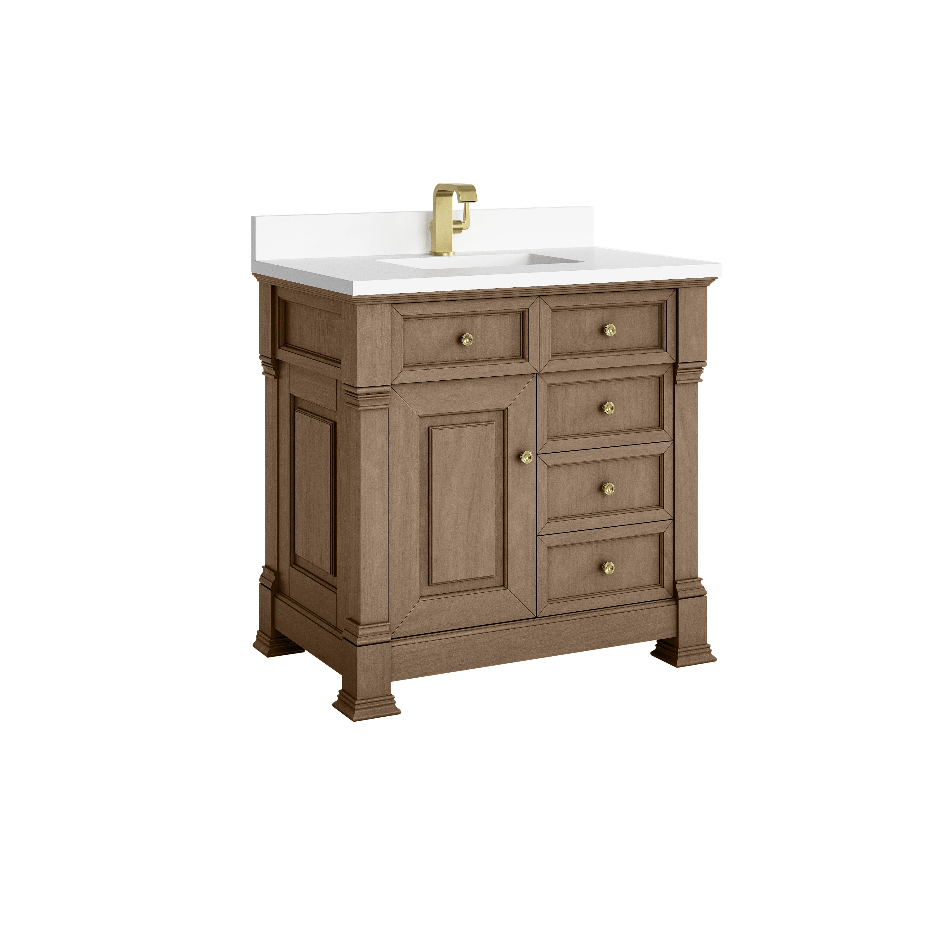 James Martin Brookfield 36" Single Vanity in Pecan with 3cm Countertop