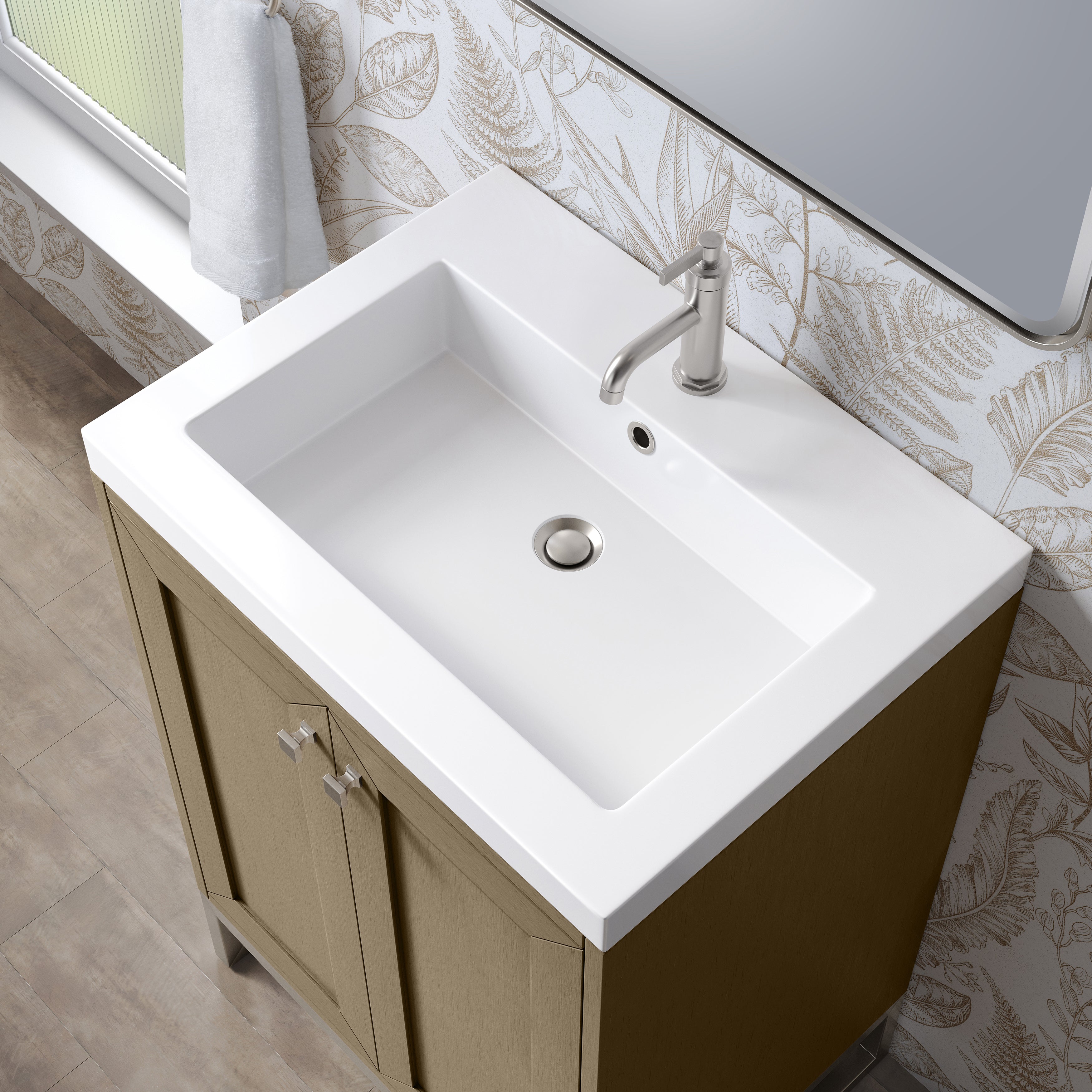 James Martin Chianti 24" Single Vanity in Glossy White with White Glossy Composite Stone Top