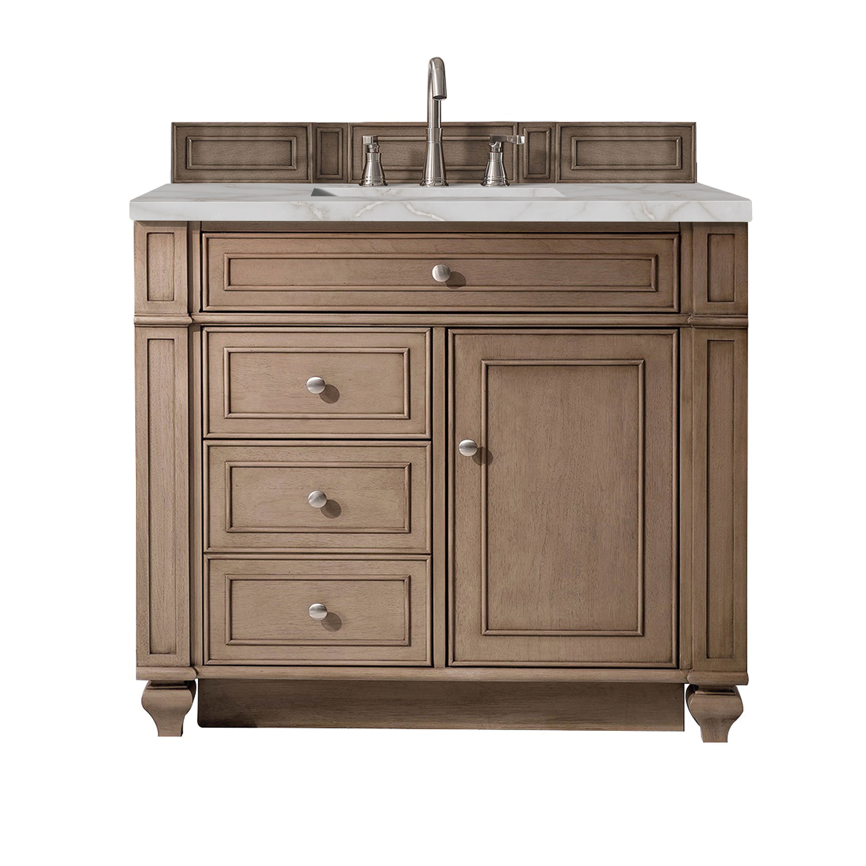 James Martin Bristol 36" Single Vanity in Whitewashed Walnut with 3cm Countertop