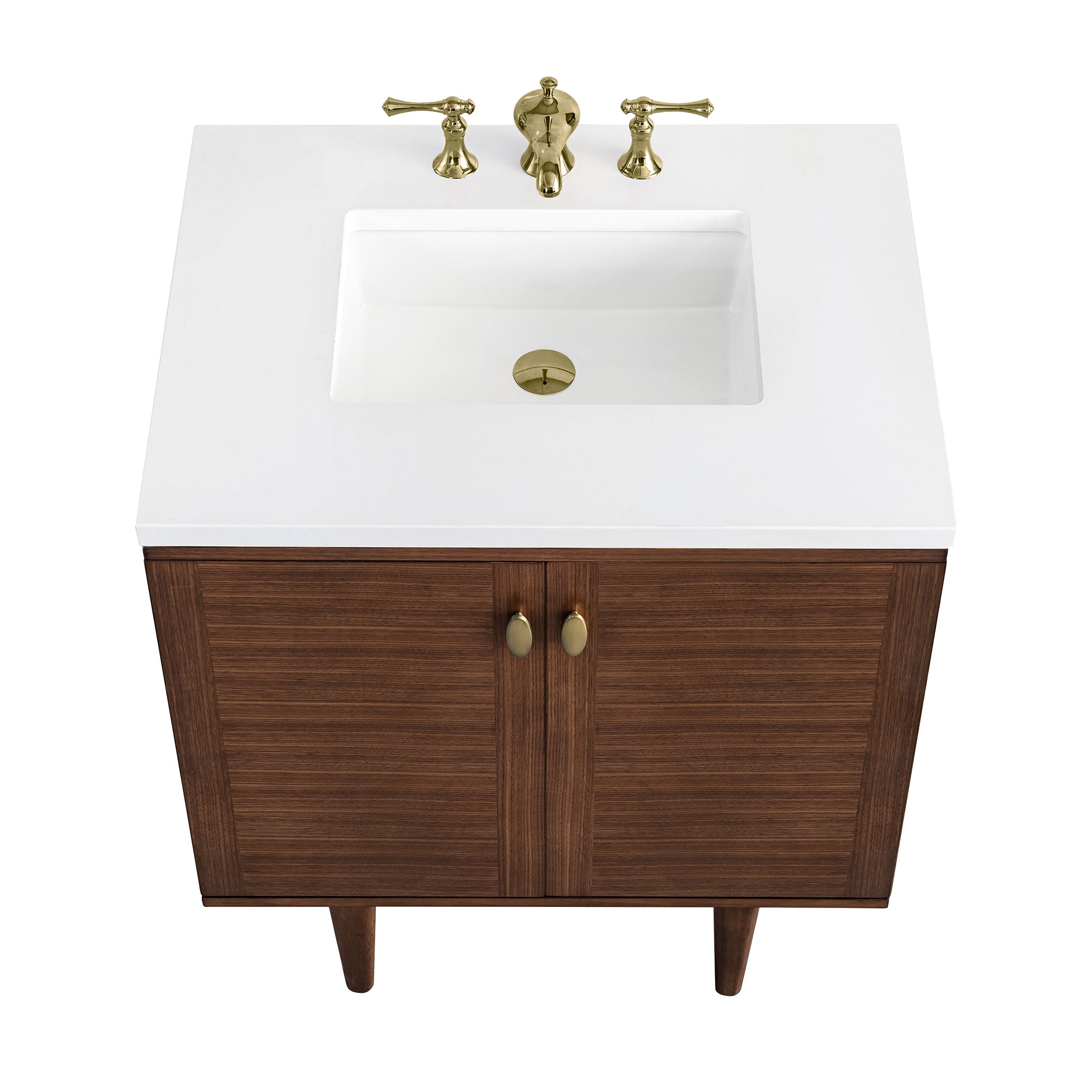 James Martin Amberly 30" Single Vanity in Mid-Century Walnut with 3cm Countertop