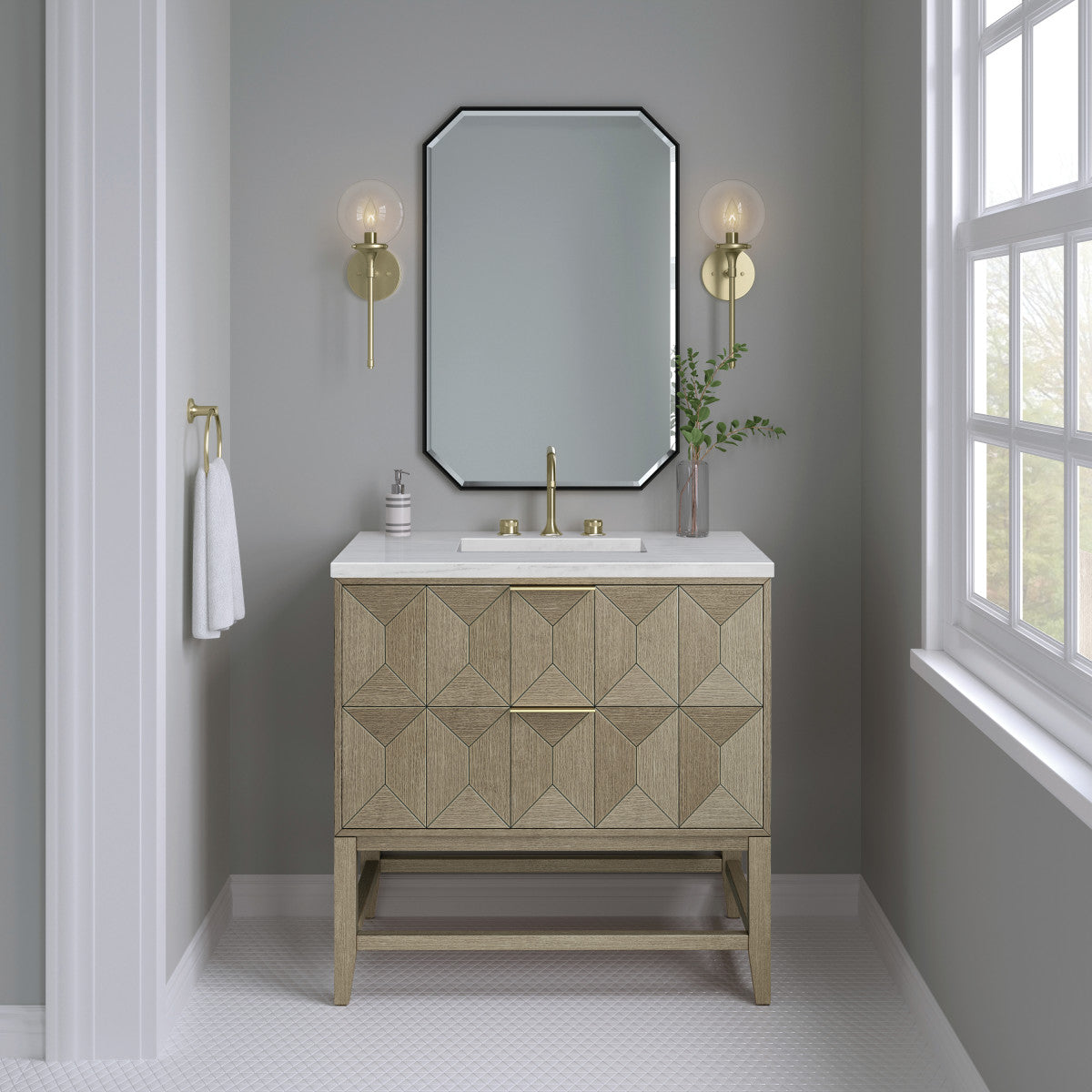 Emmeline 36" Single Vanity Cabinet, Pebble Oak