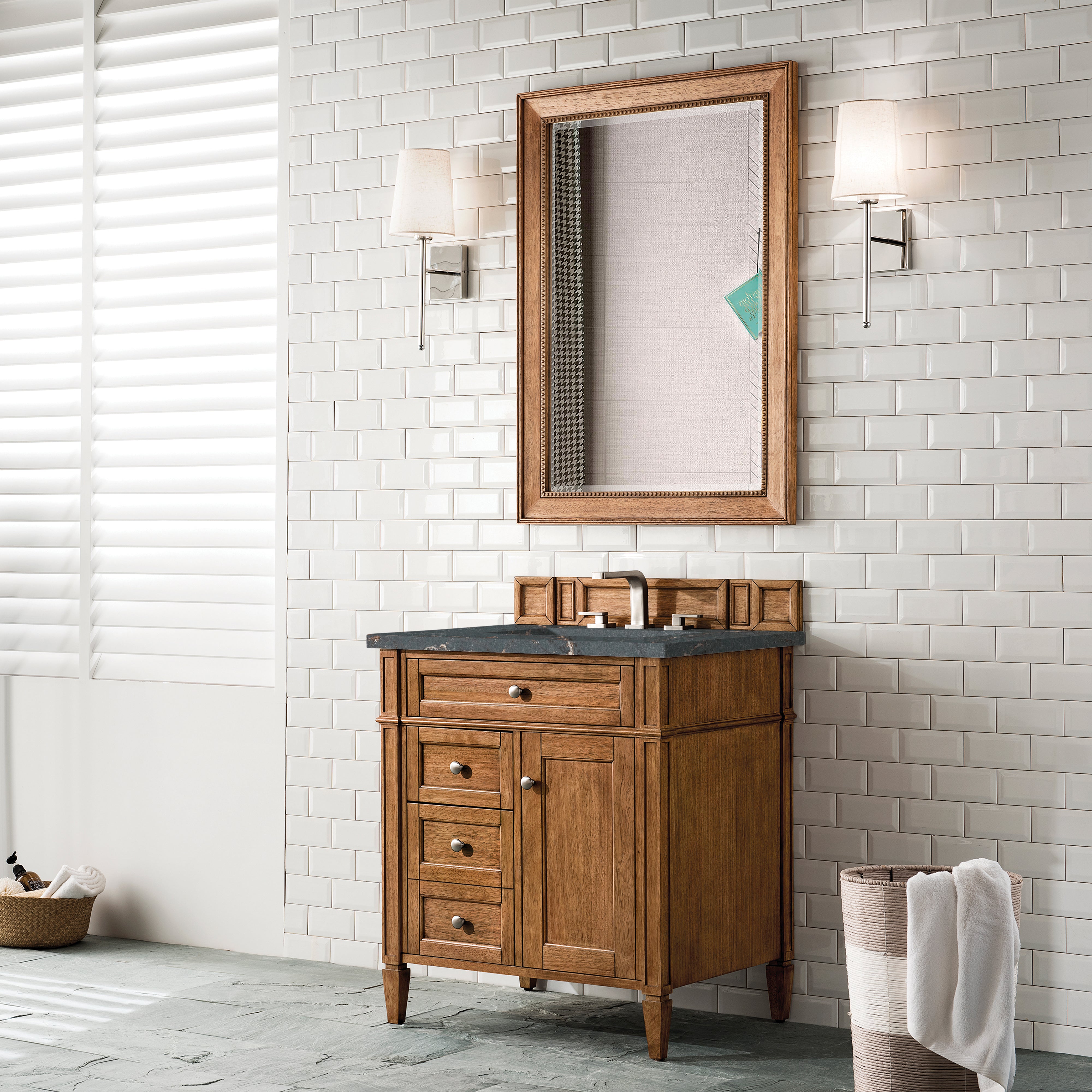James Martin Brittany 30" Single Vanity in Saddle Brown with 3cm Countertop